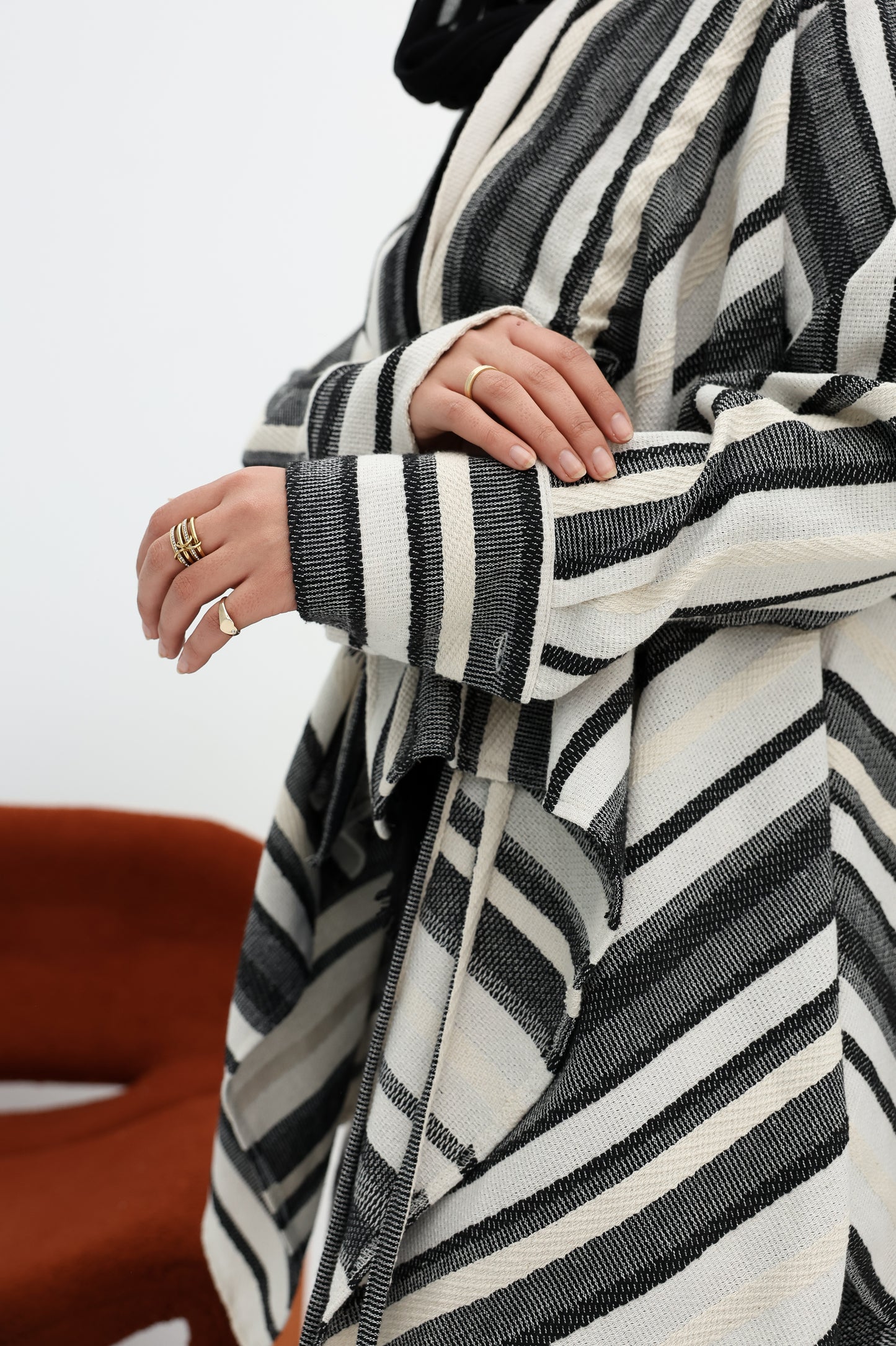 Stripped linen cardigan
