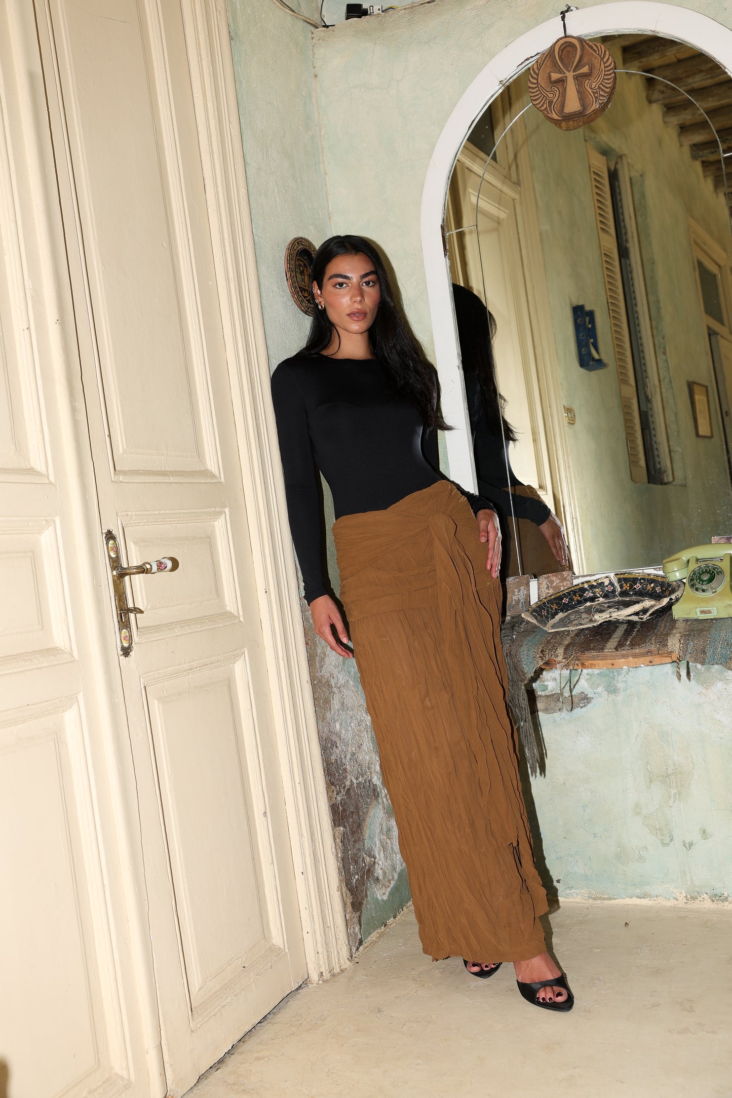 Angel Wings chiffon skirt in Havana fully lined **