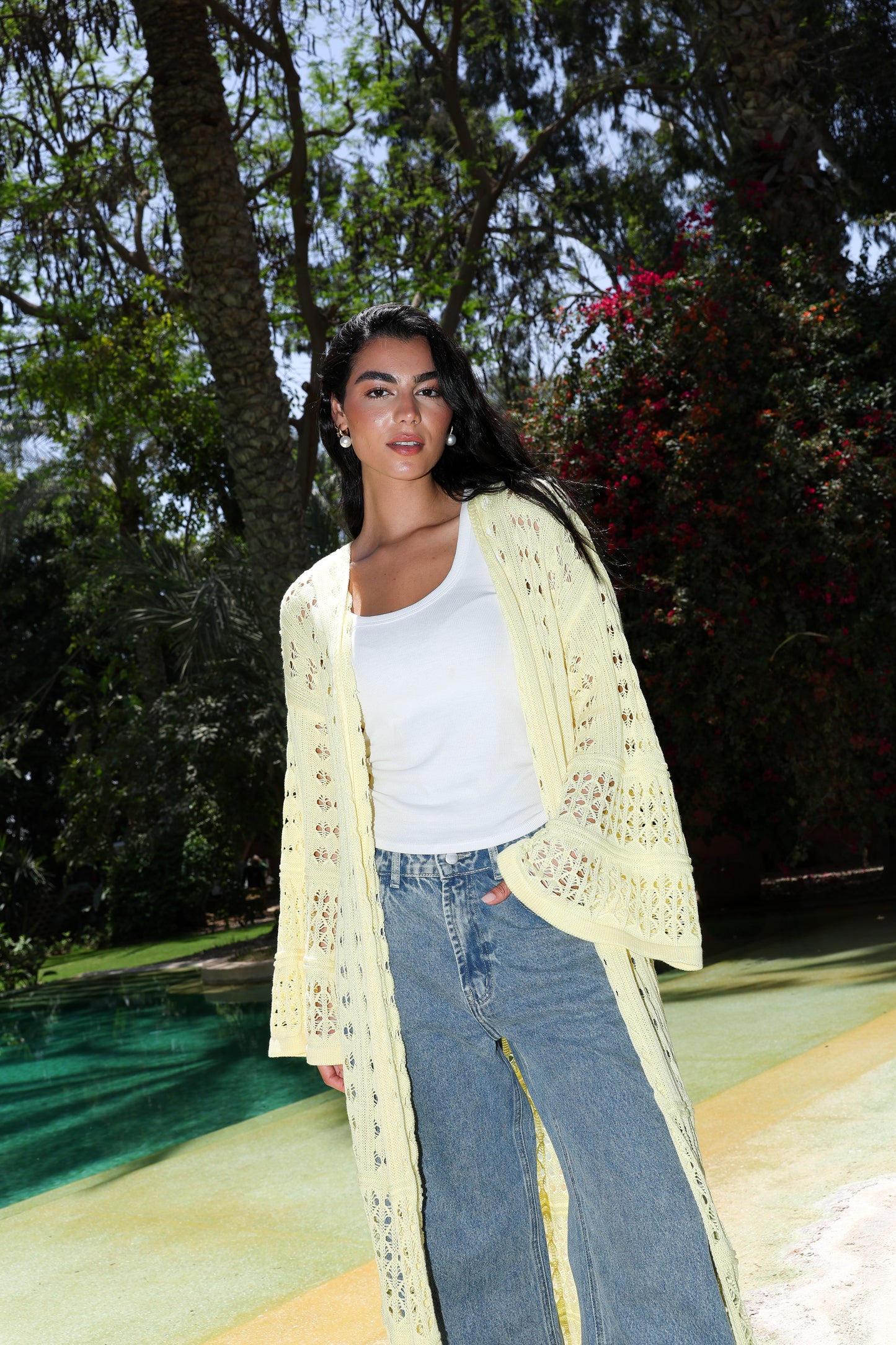 Sheer Knit Cardigan in Yellow