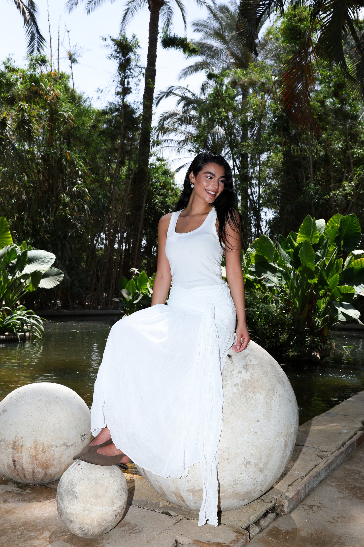 Angel Wings chiffon skirt in White fully lined **
