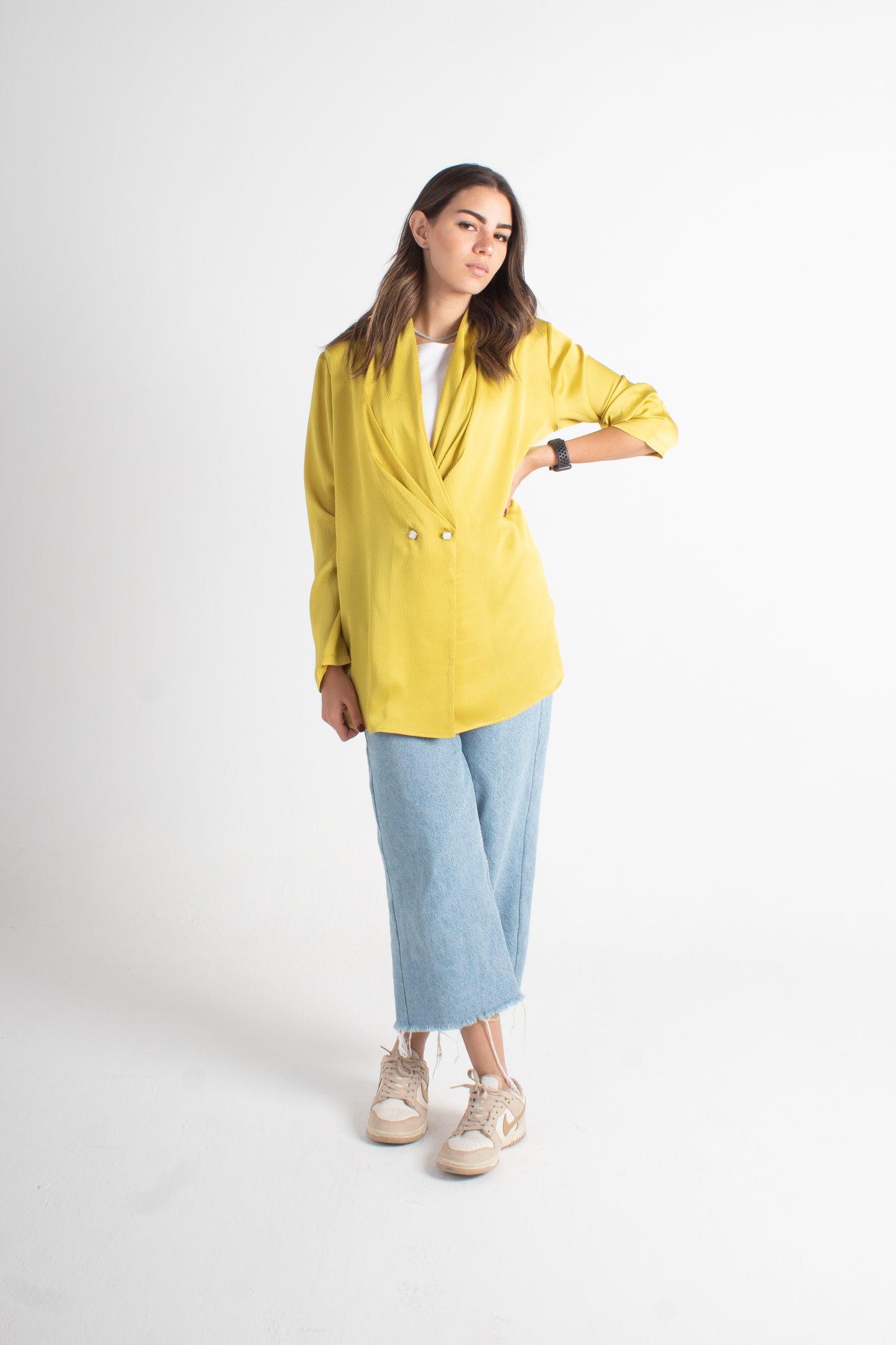 Yellow satin bubble jacket