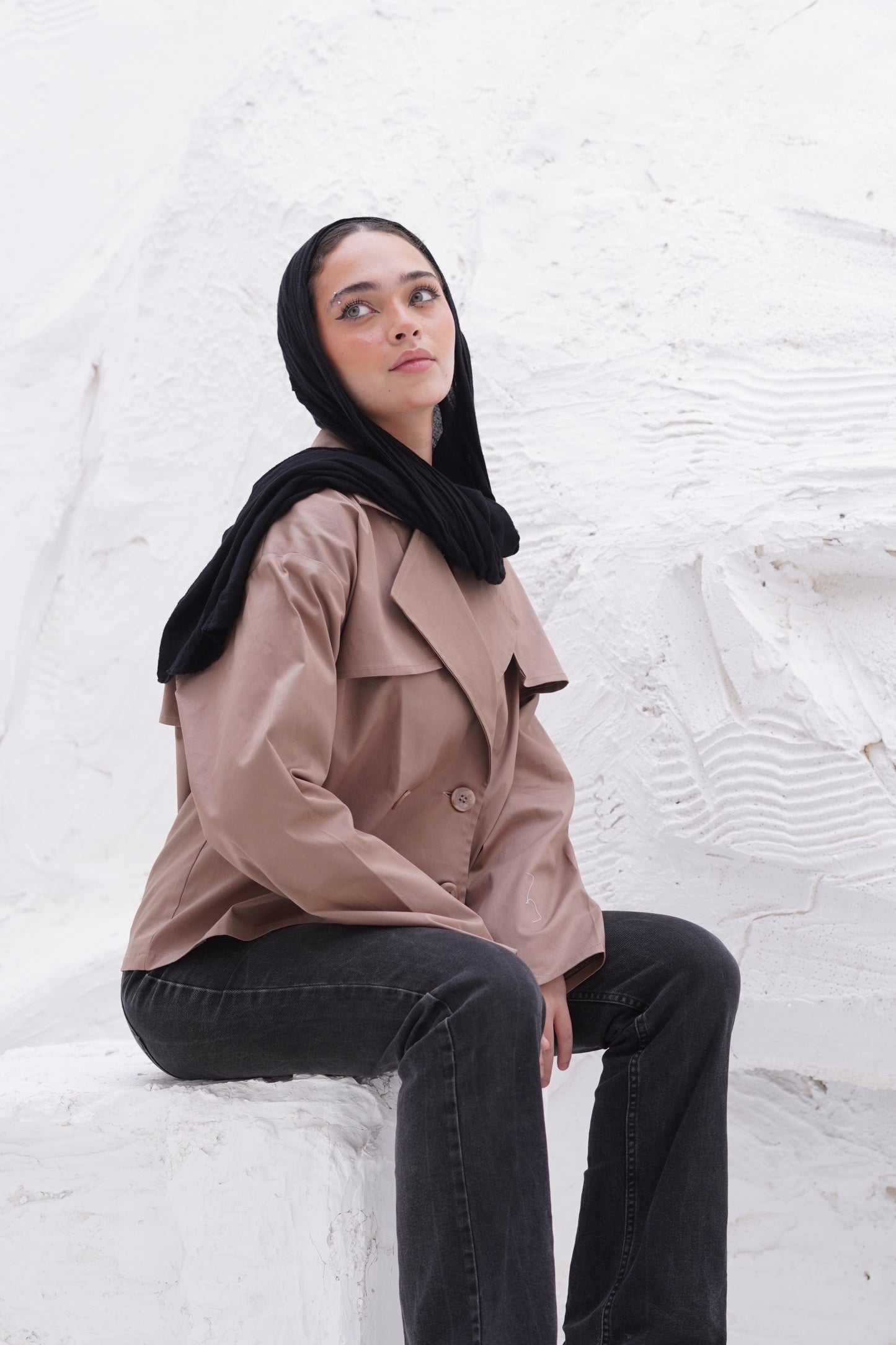 Milky Coffee Colored Gabardine Trench Jacket