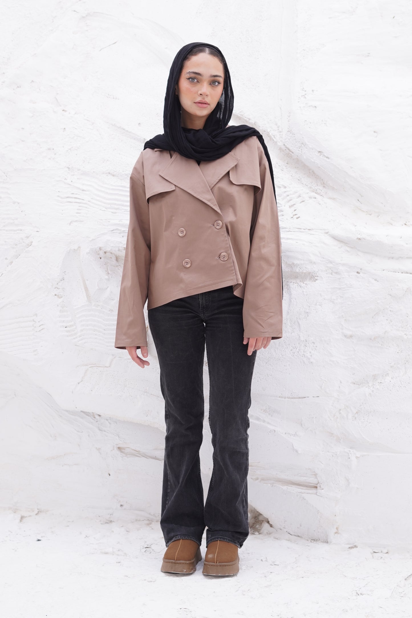 Milky Coffee Colored Gabardine Trench Jacket