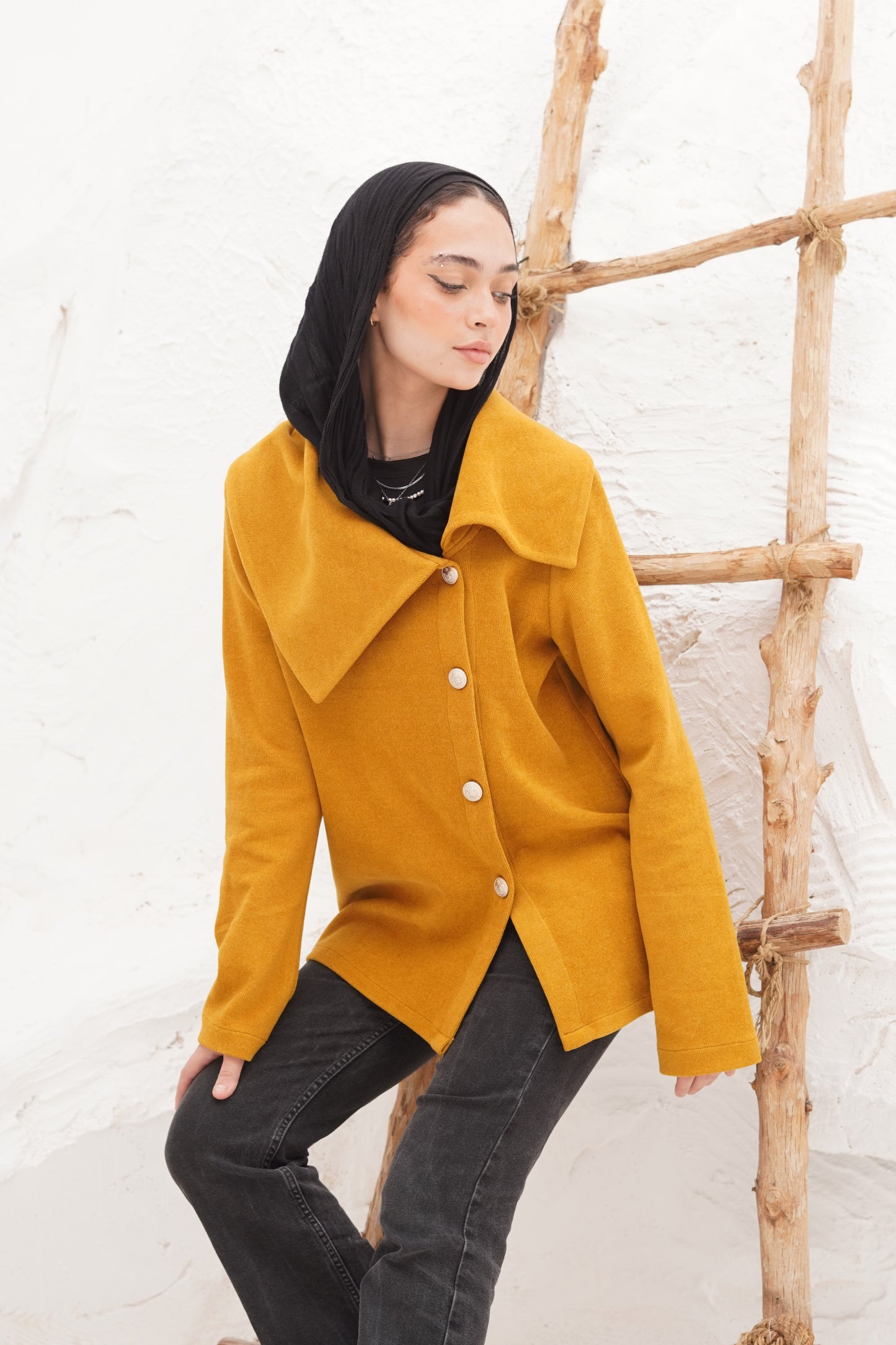 Knit mustard jacket