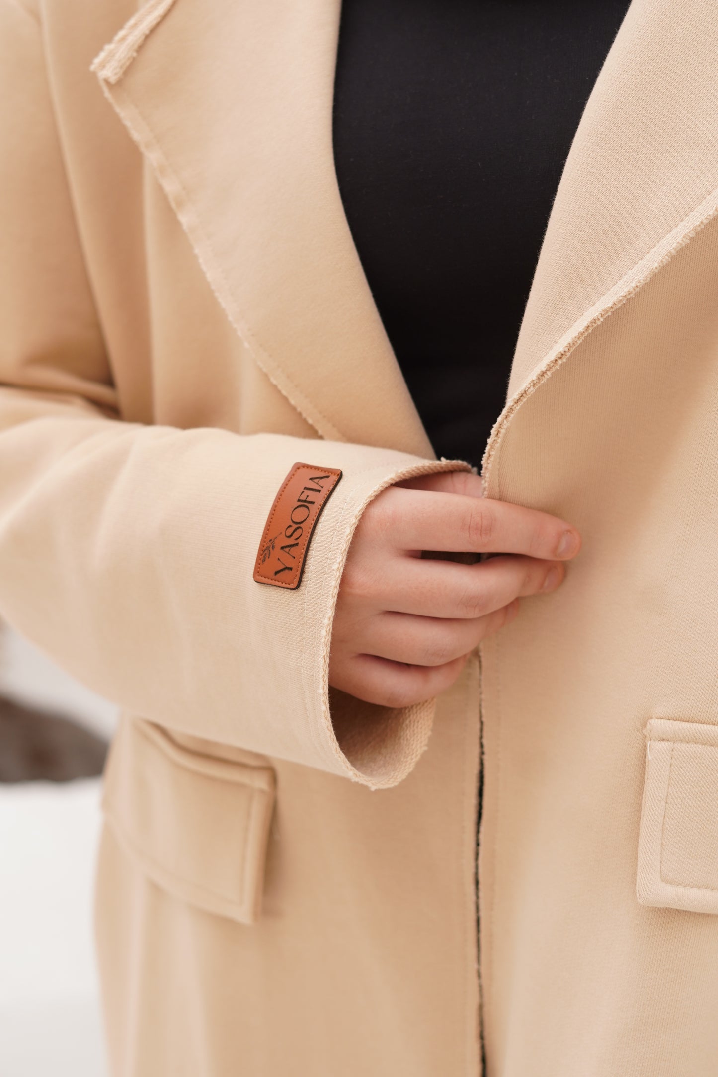 High and low beige Melton Jacket