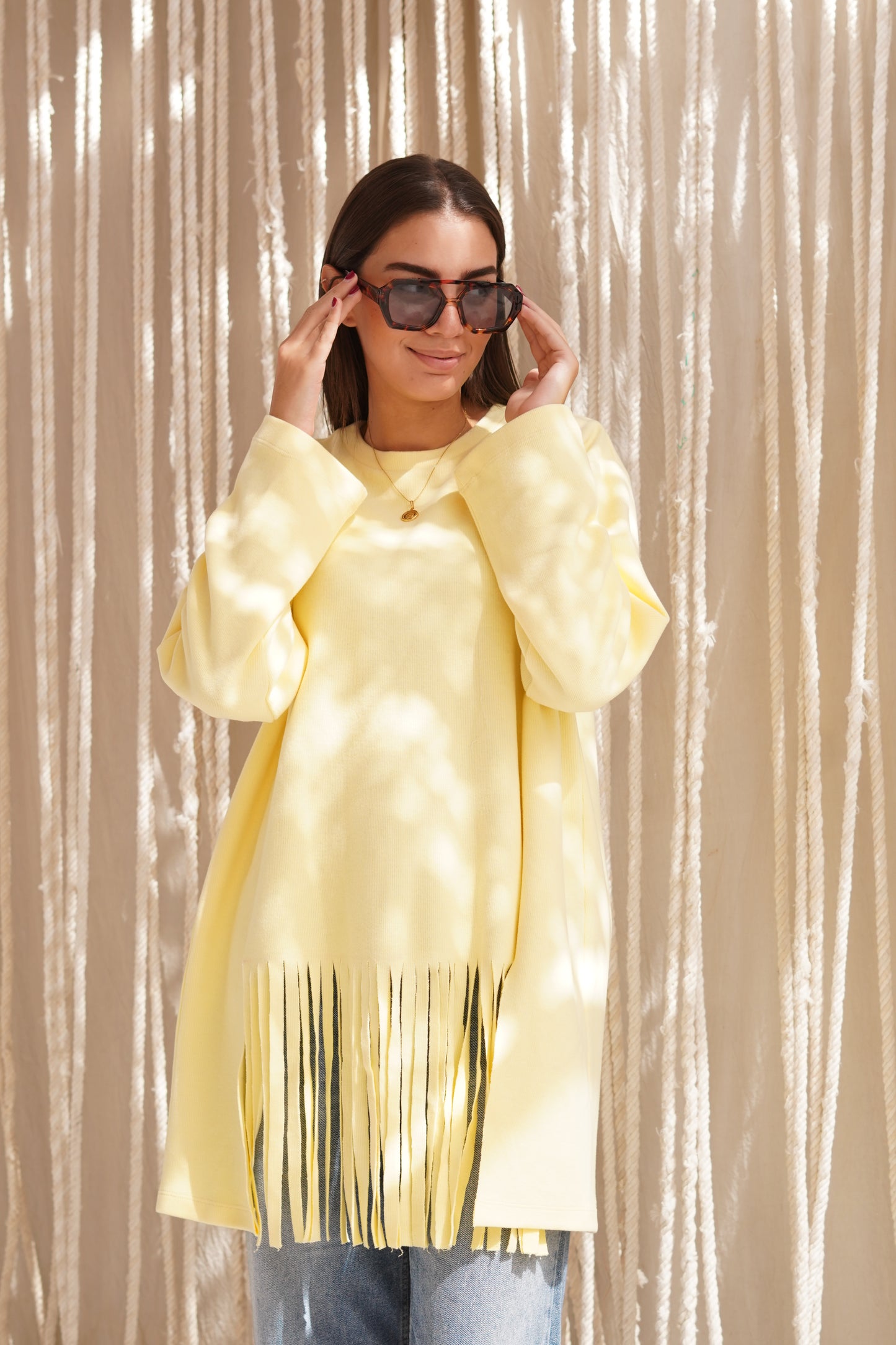 Knit Yellow Crewneck Sweet Shirt