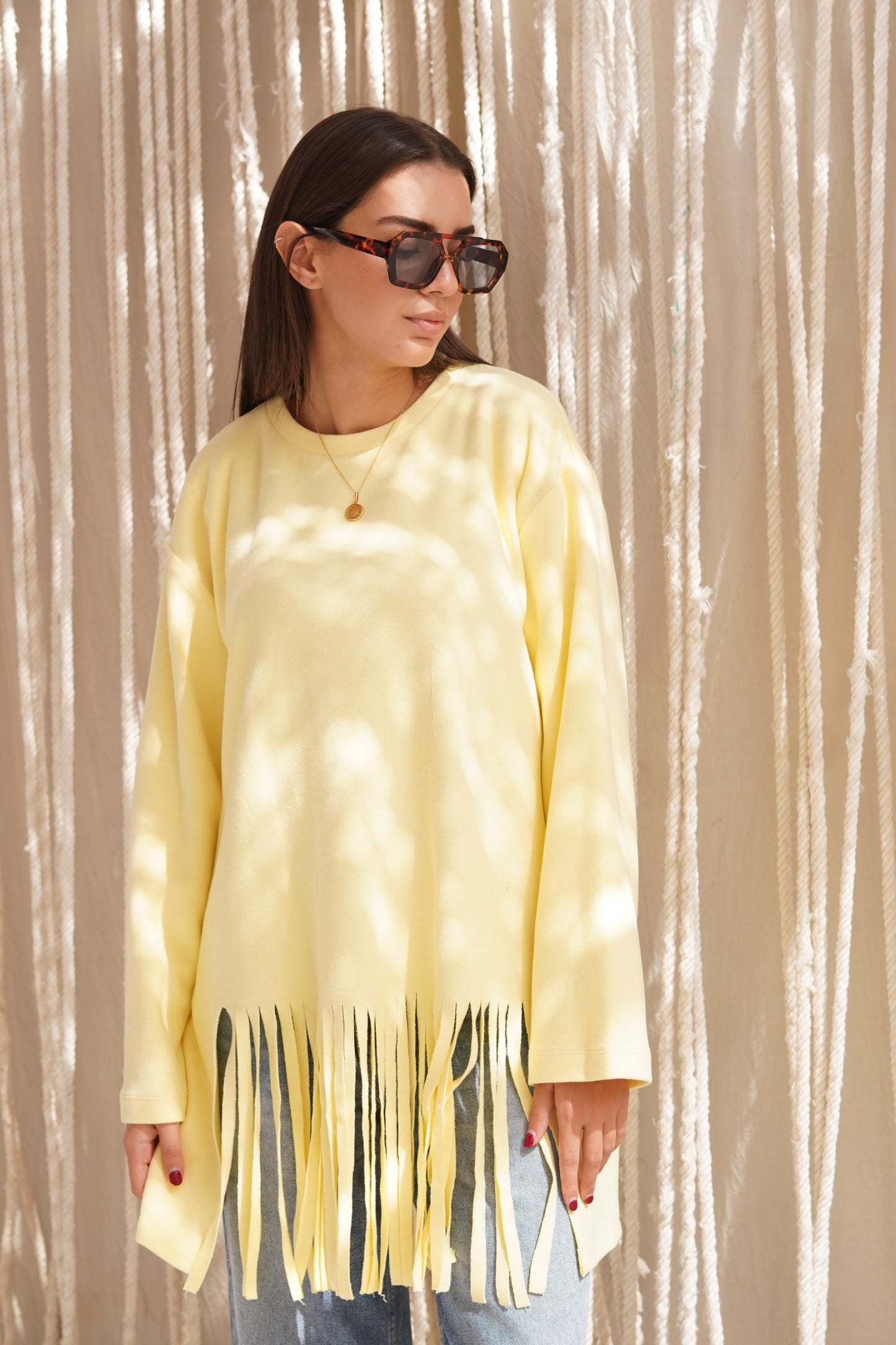 Knit Yellow Crewneck Sweet Shirt