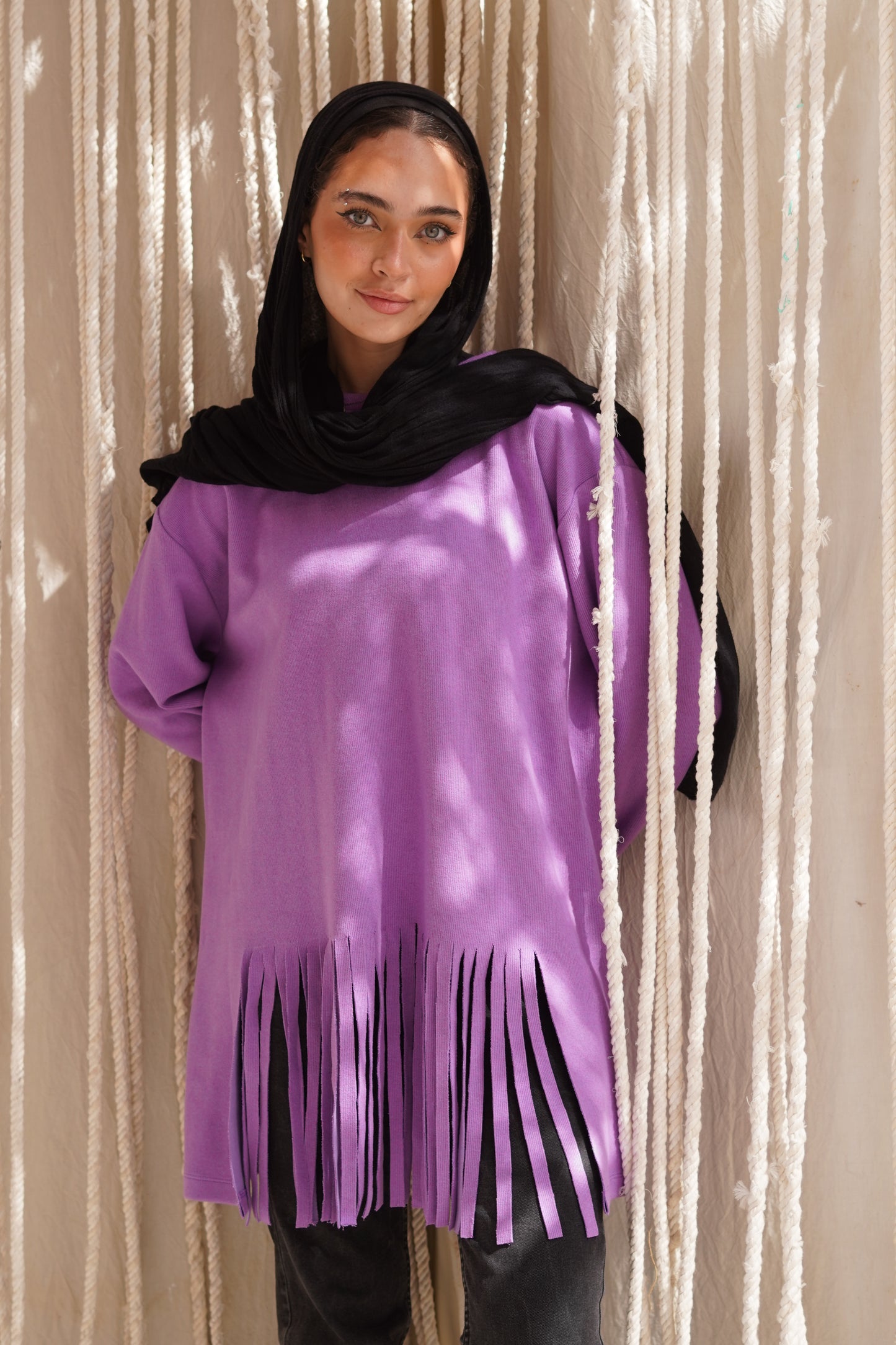 Knit Purple Crewneck Sweet Shirt