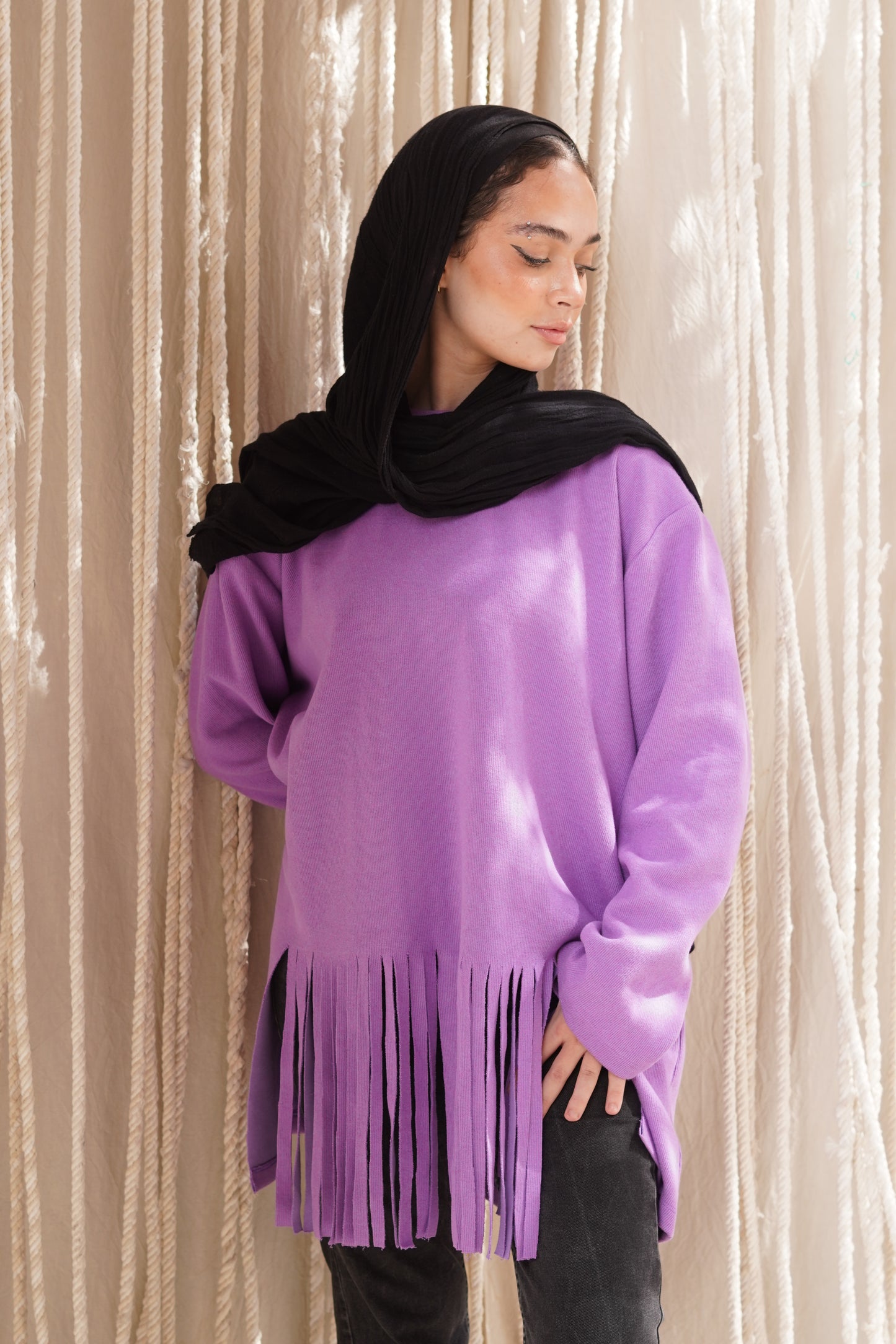 Knit Purple Crewneck Sweet Shirt