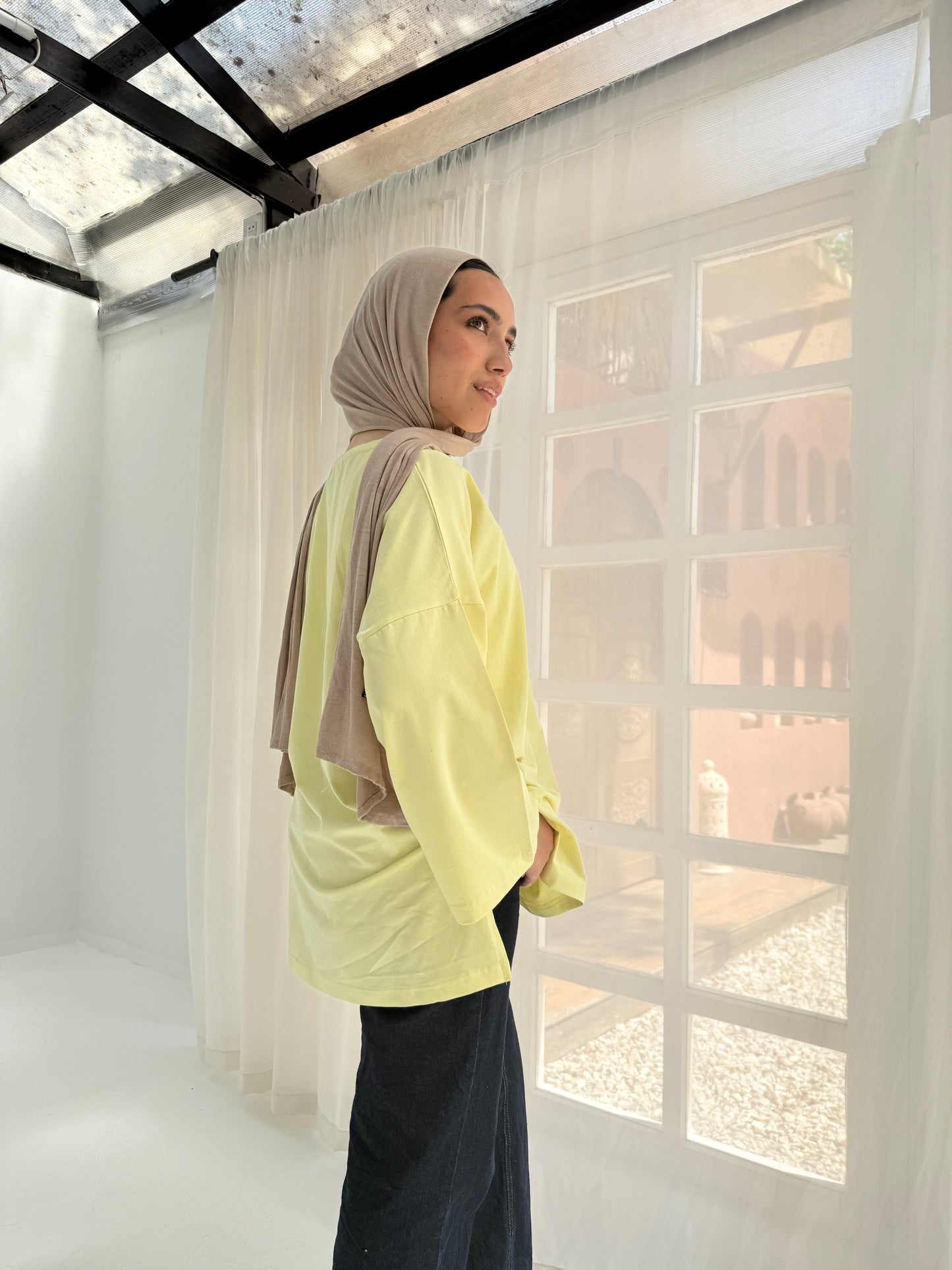 Cotton T-shirt in Yellow