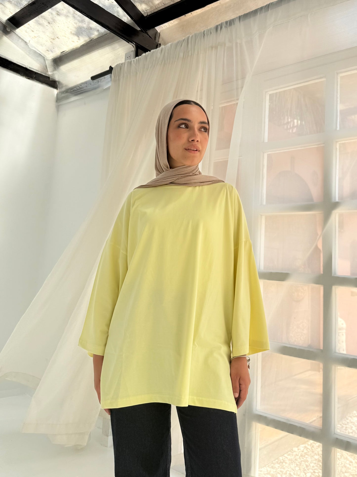 Cotton T-shirt in Yellow