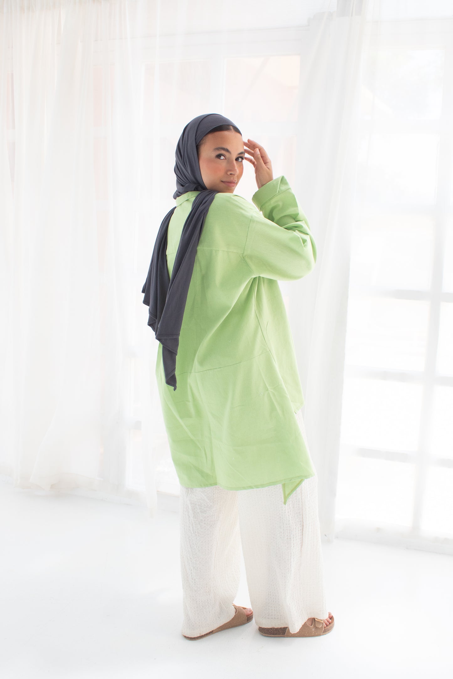 Linen shirt in lime green