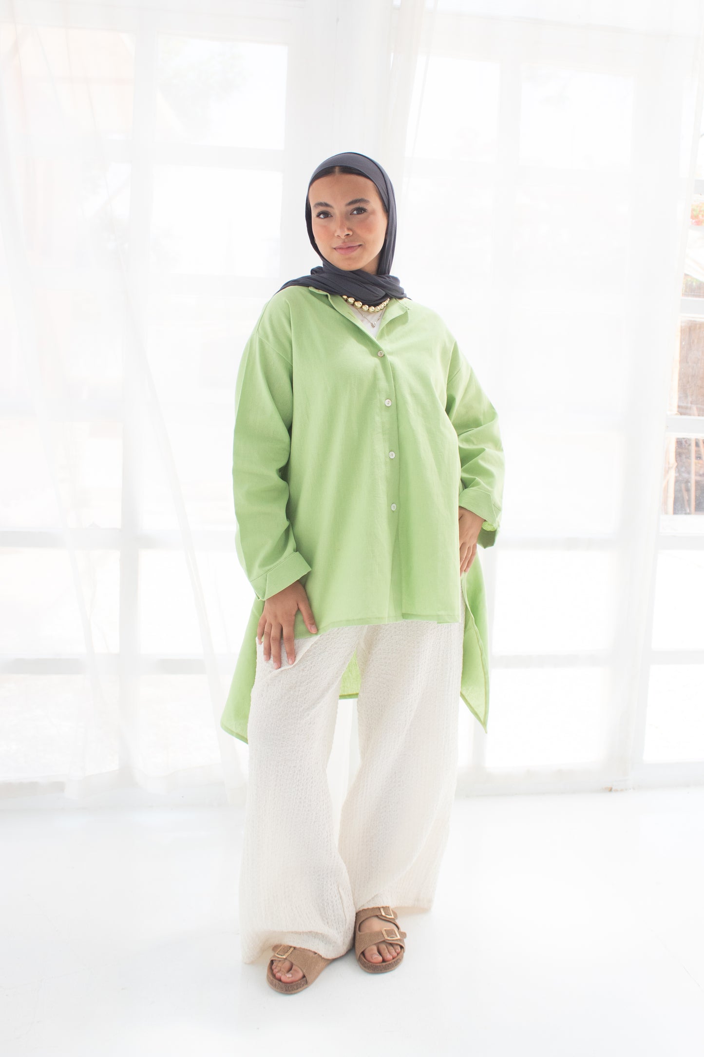 Linen shirt in lime green