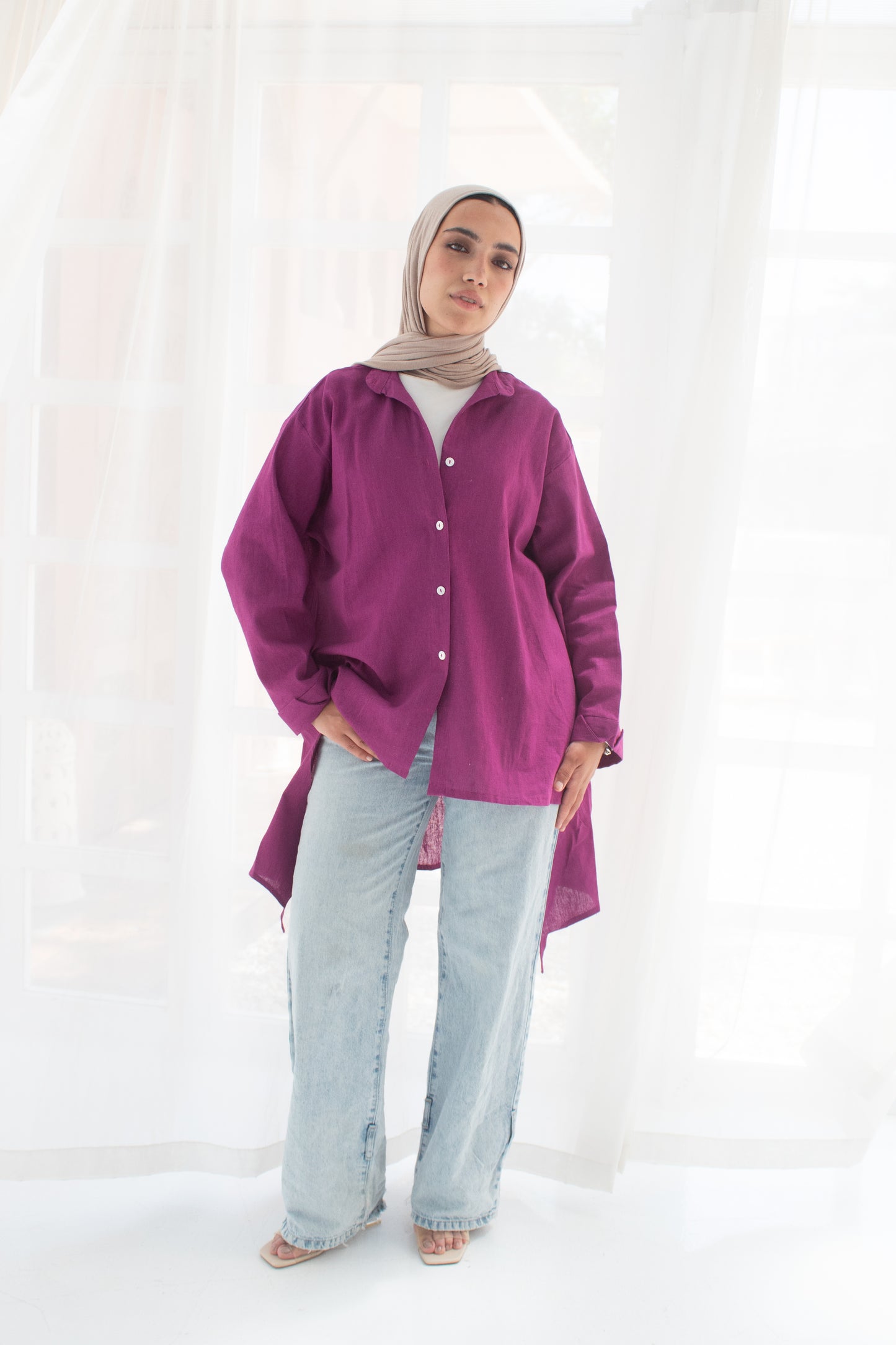 Linen shirt in hot velvet