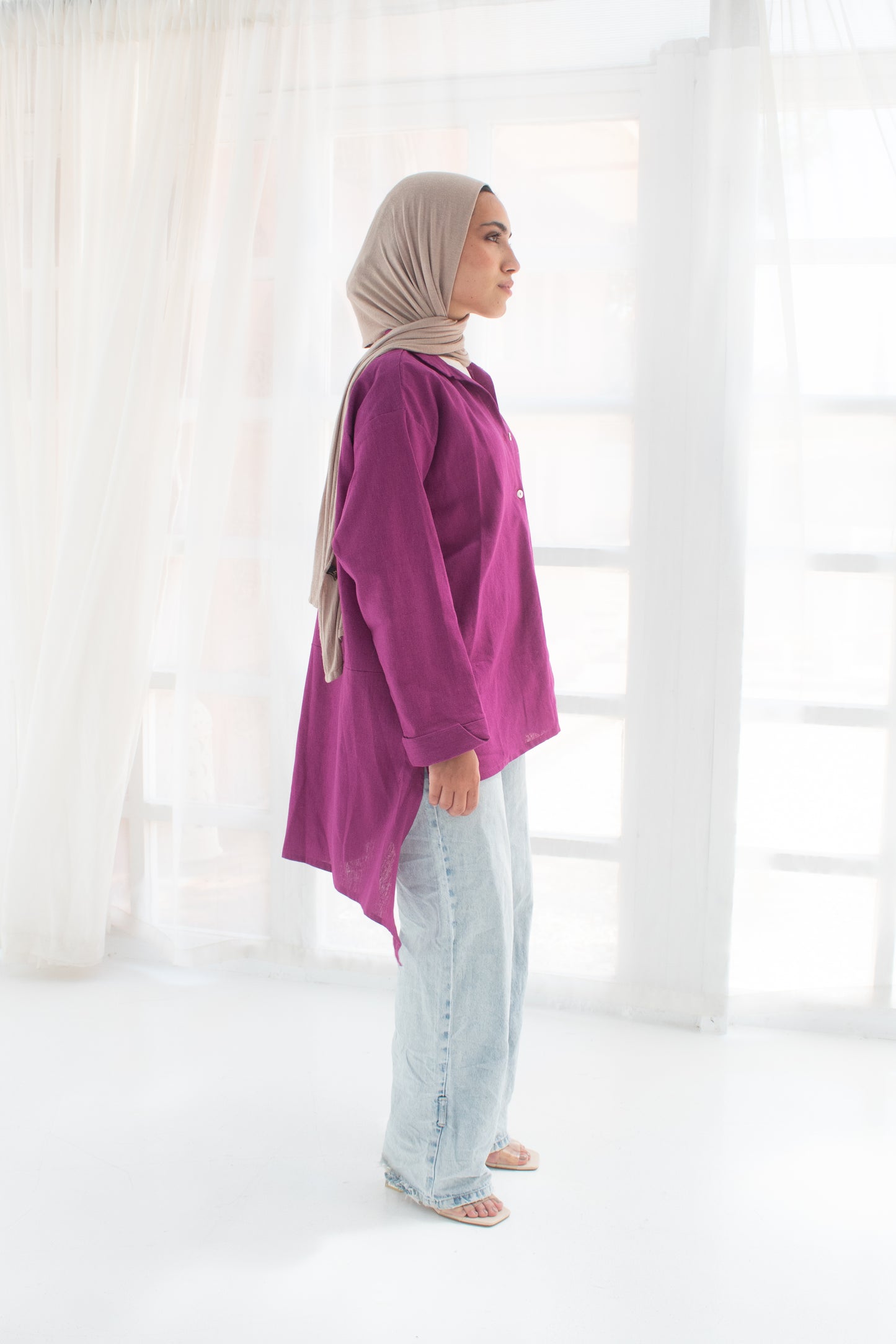 Linen shirt in hot velvet