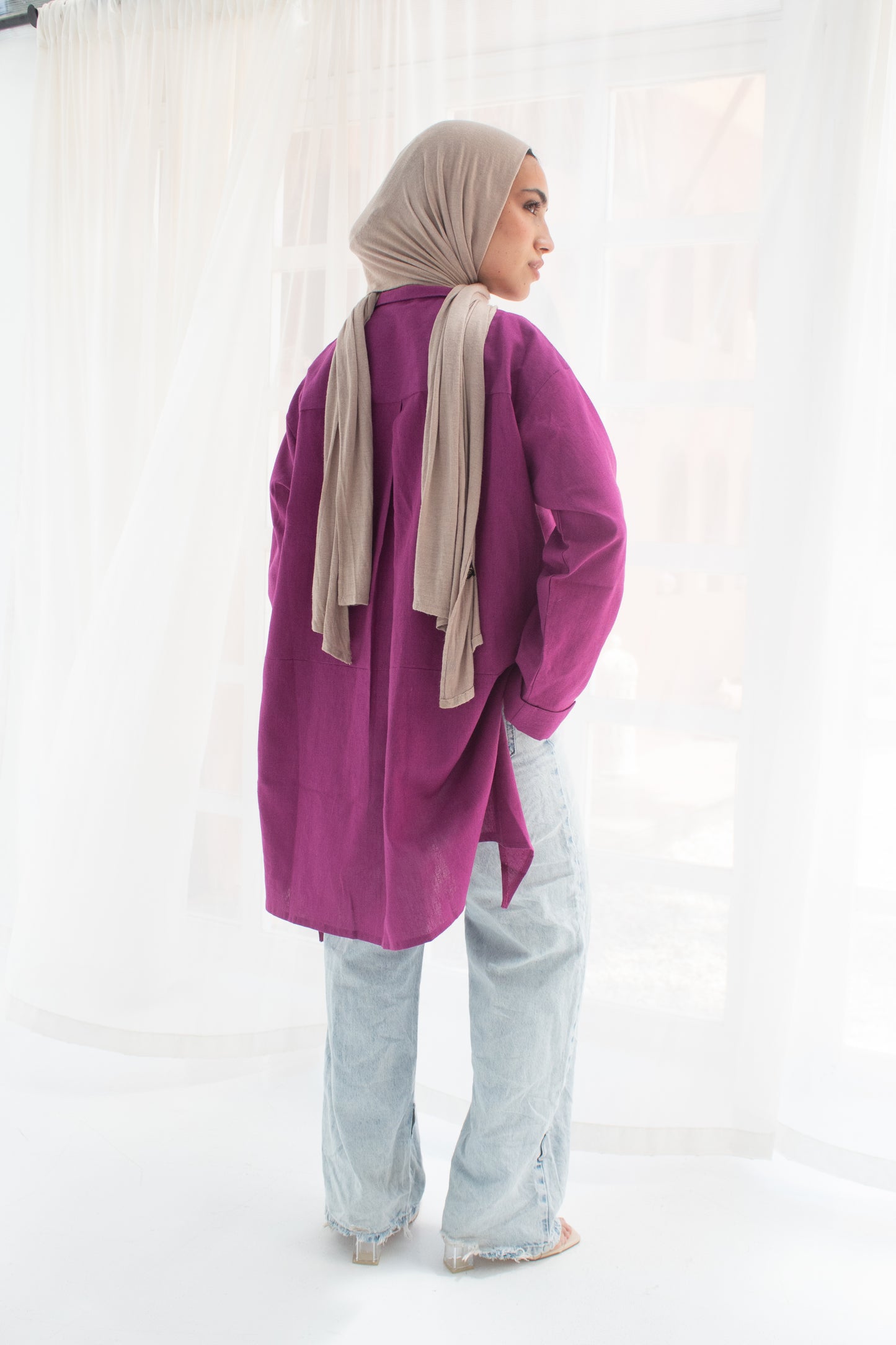 Linen shirt in hot velvet