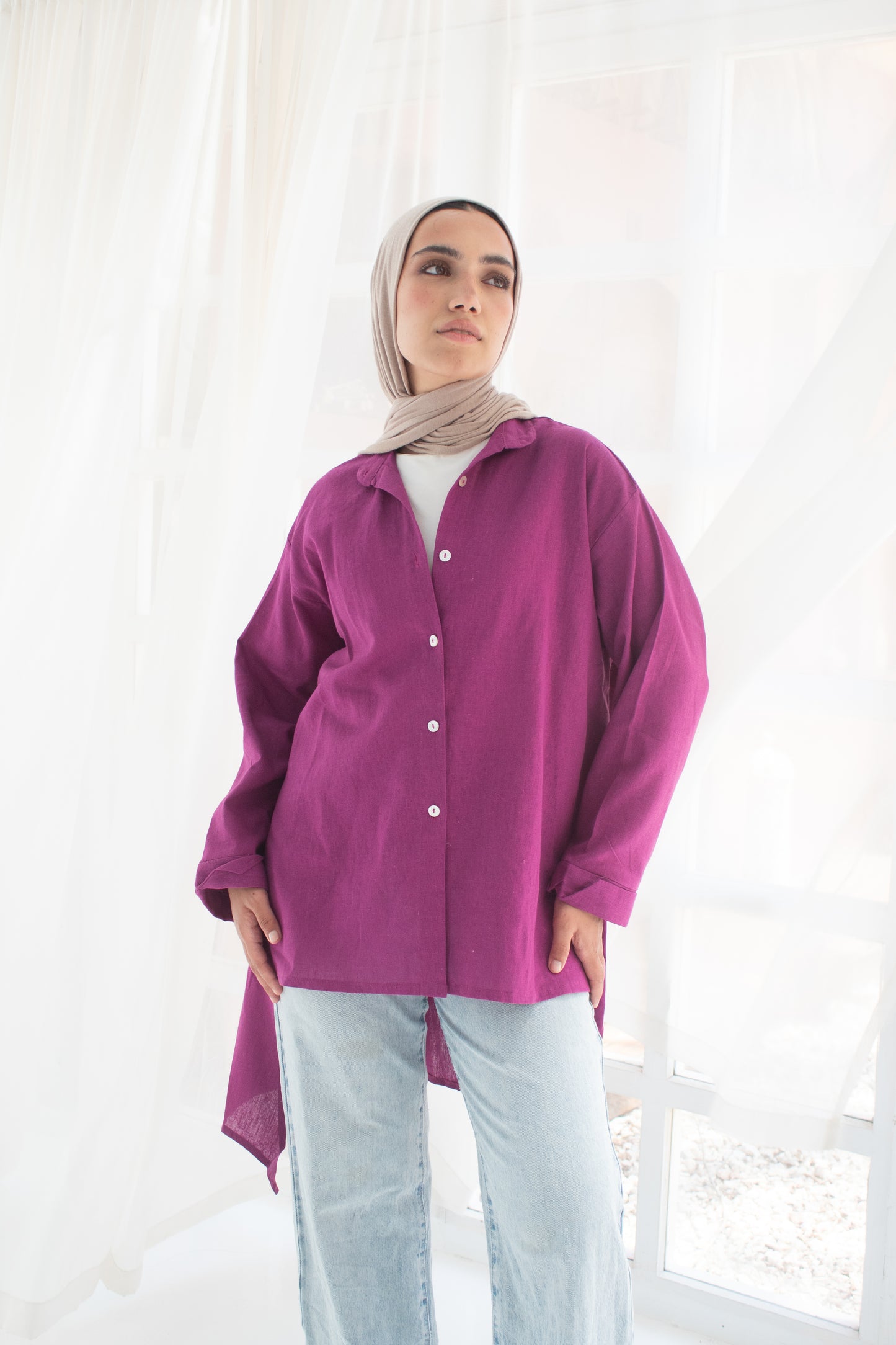 Linen shirt in hot velvet