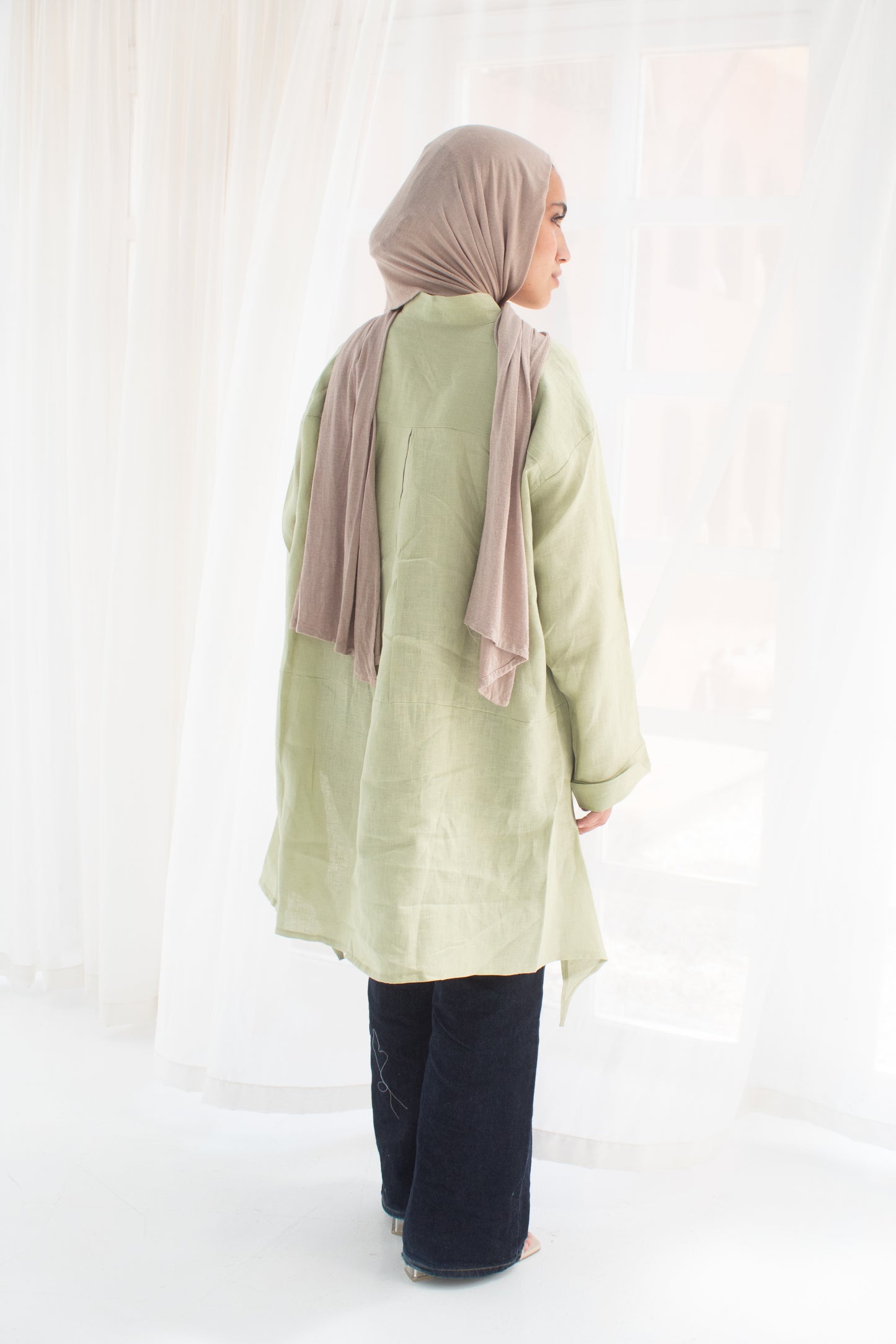 Pure linen shirt in pistachio