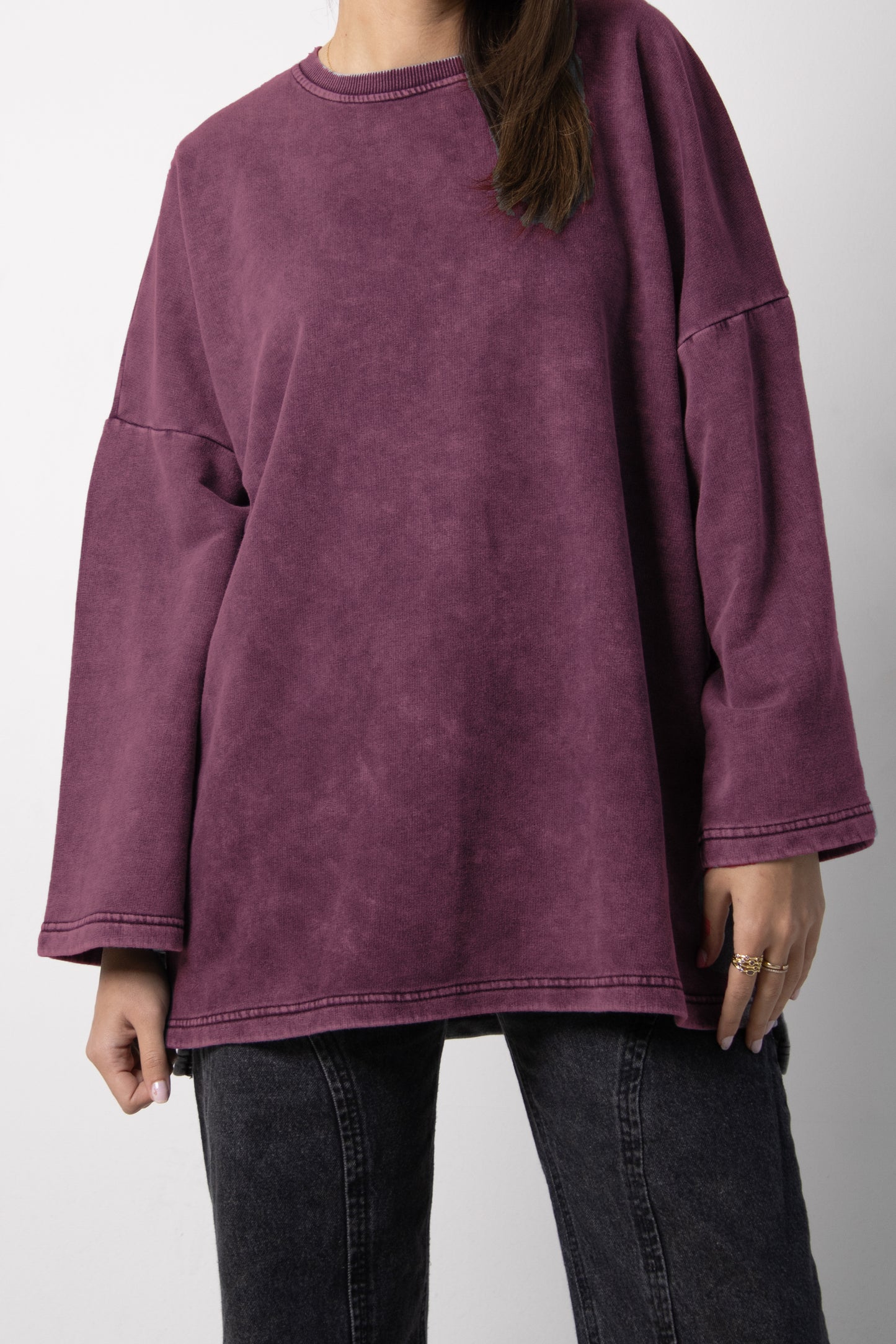 Burgundy Crewneck Sweatshirt with studded words