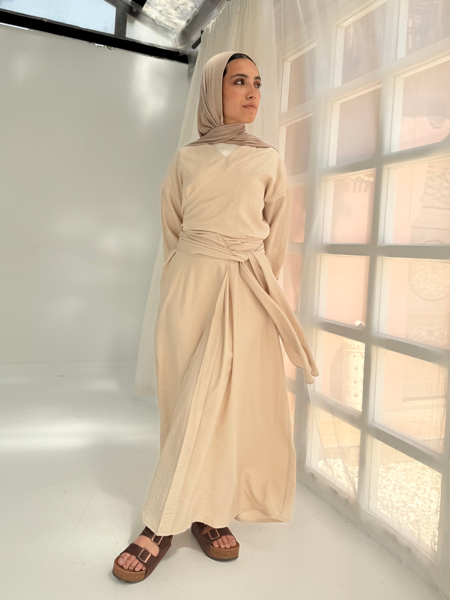 Greece linen dress in beige
