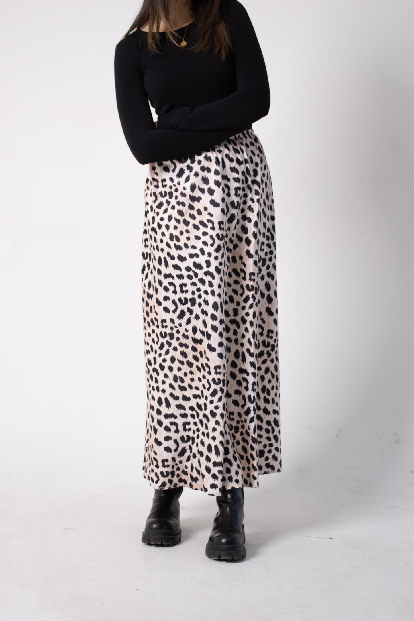 Leopard Satin skirt