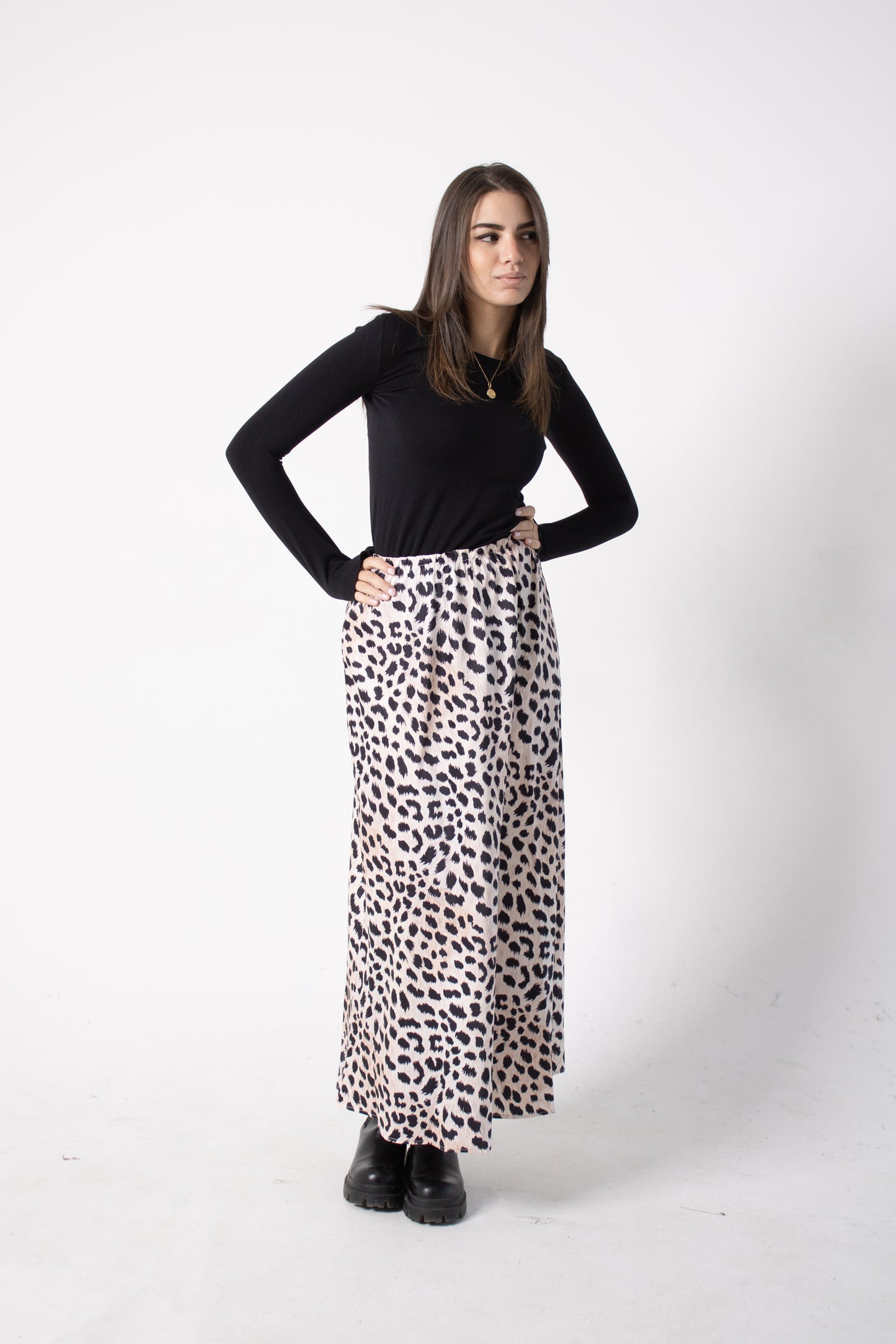 Leopard Satin skirt