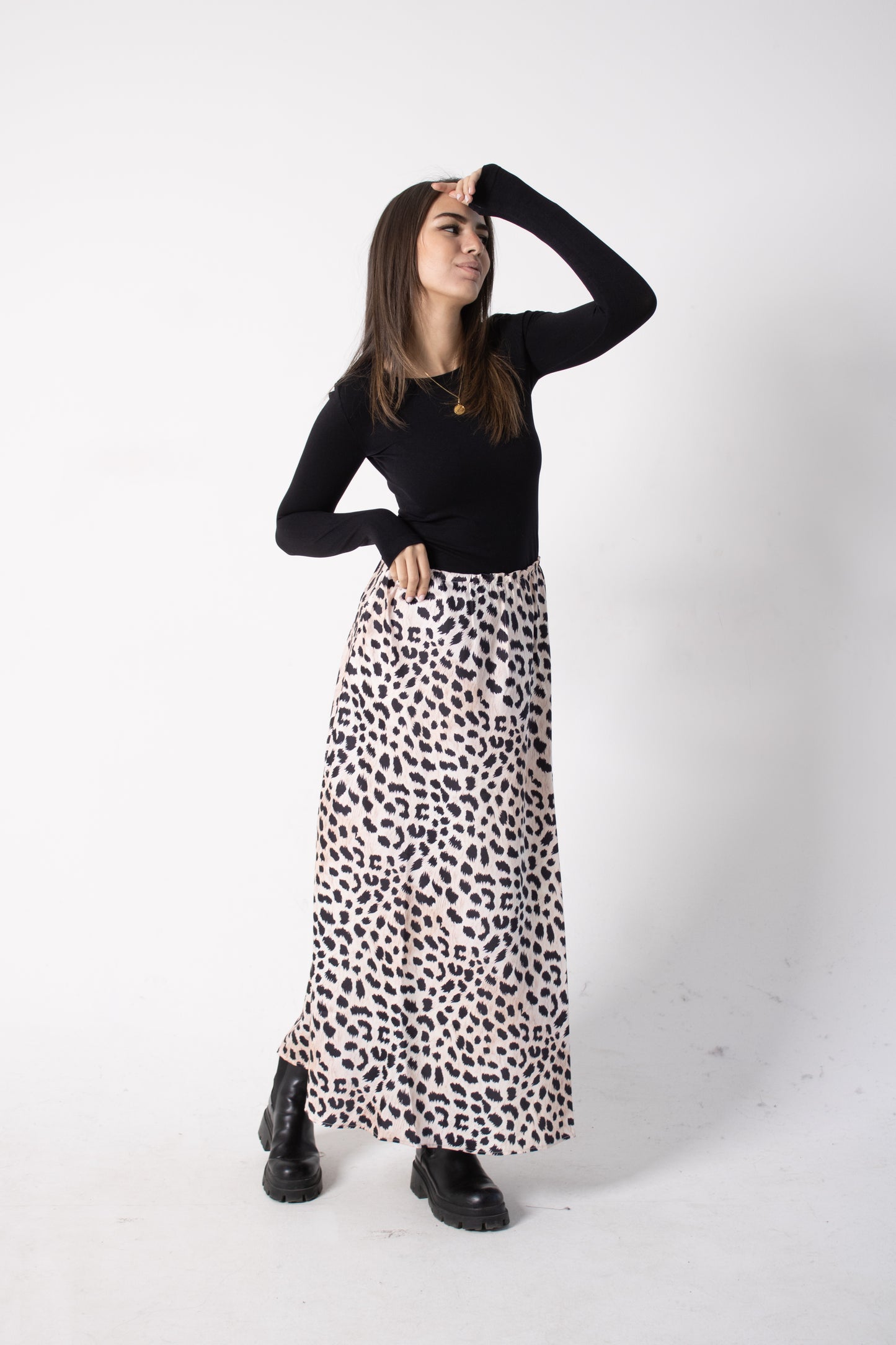 Leopard Satin skirt