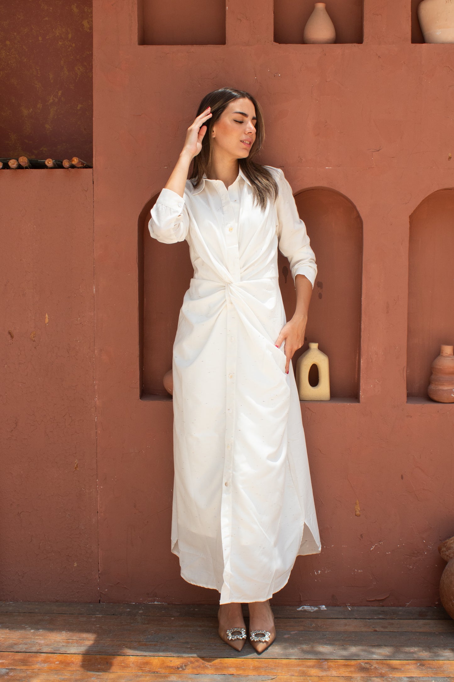 ( Soli dress) white poplin dress