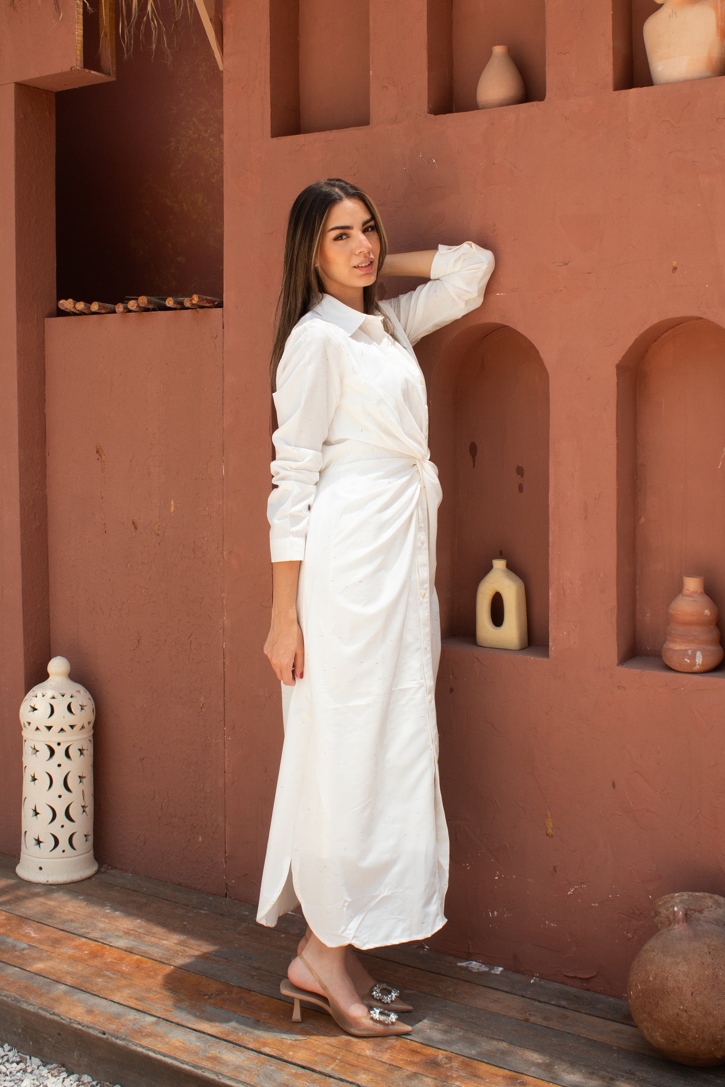 ( Soli dress) white poplin dress