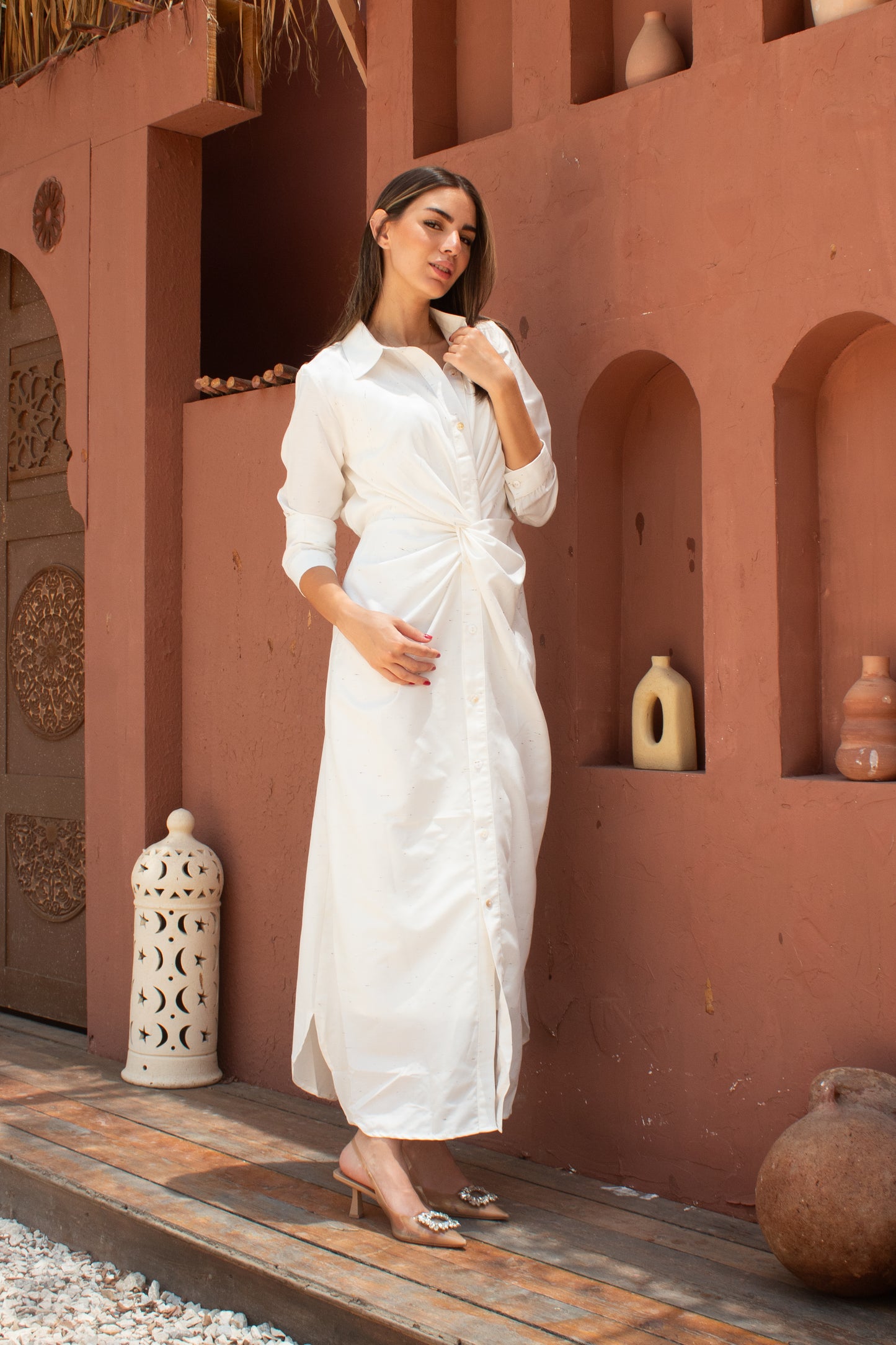 ( Soli dress) white poplin dress