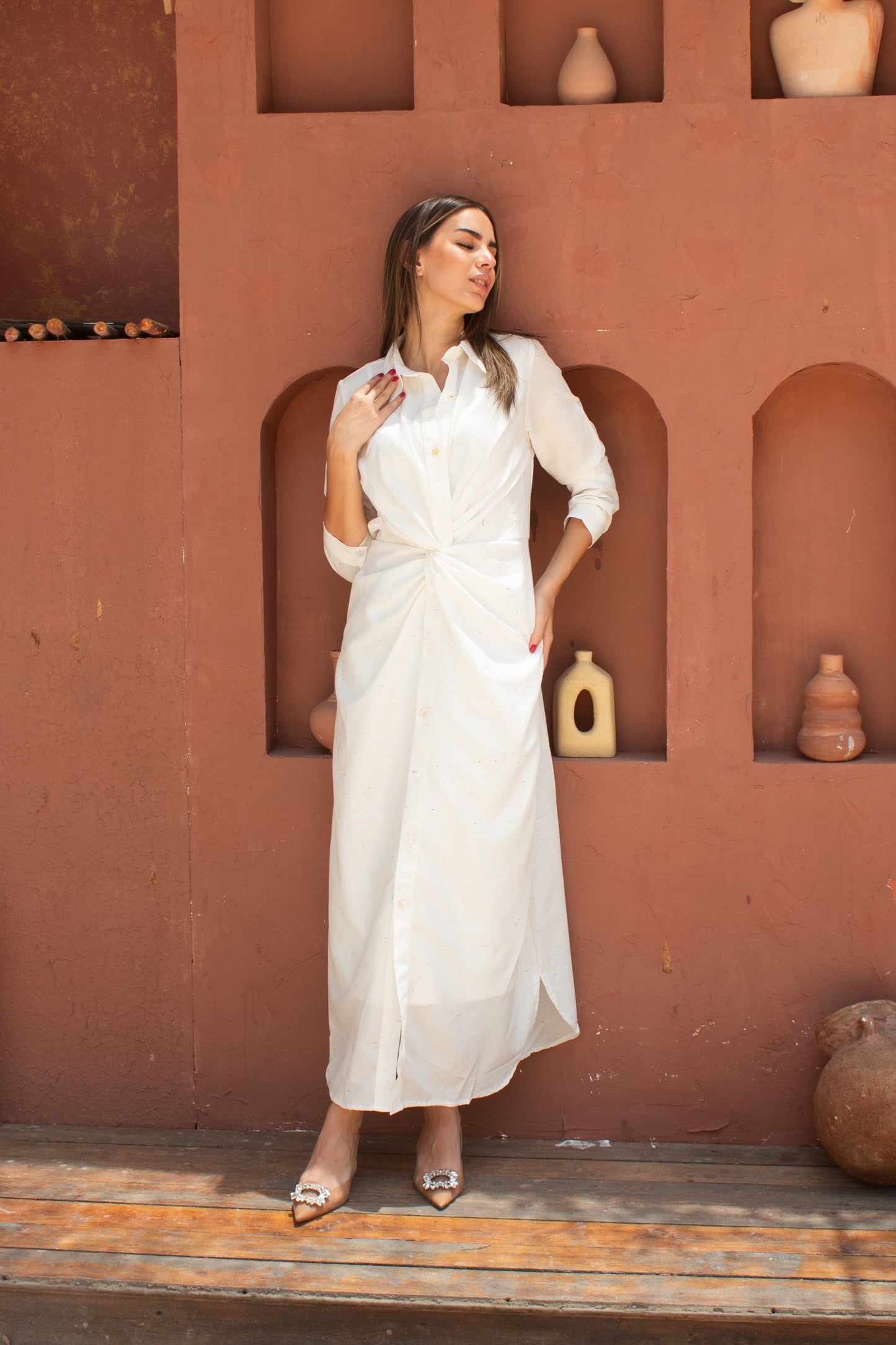 ( Soli dress) white poplin dress