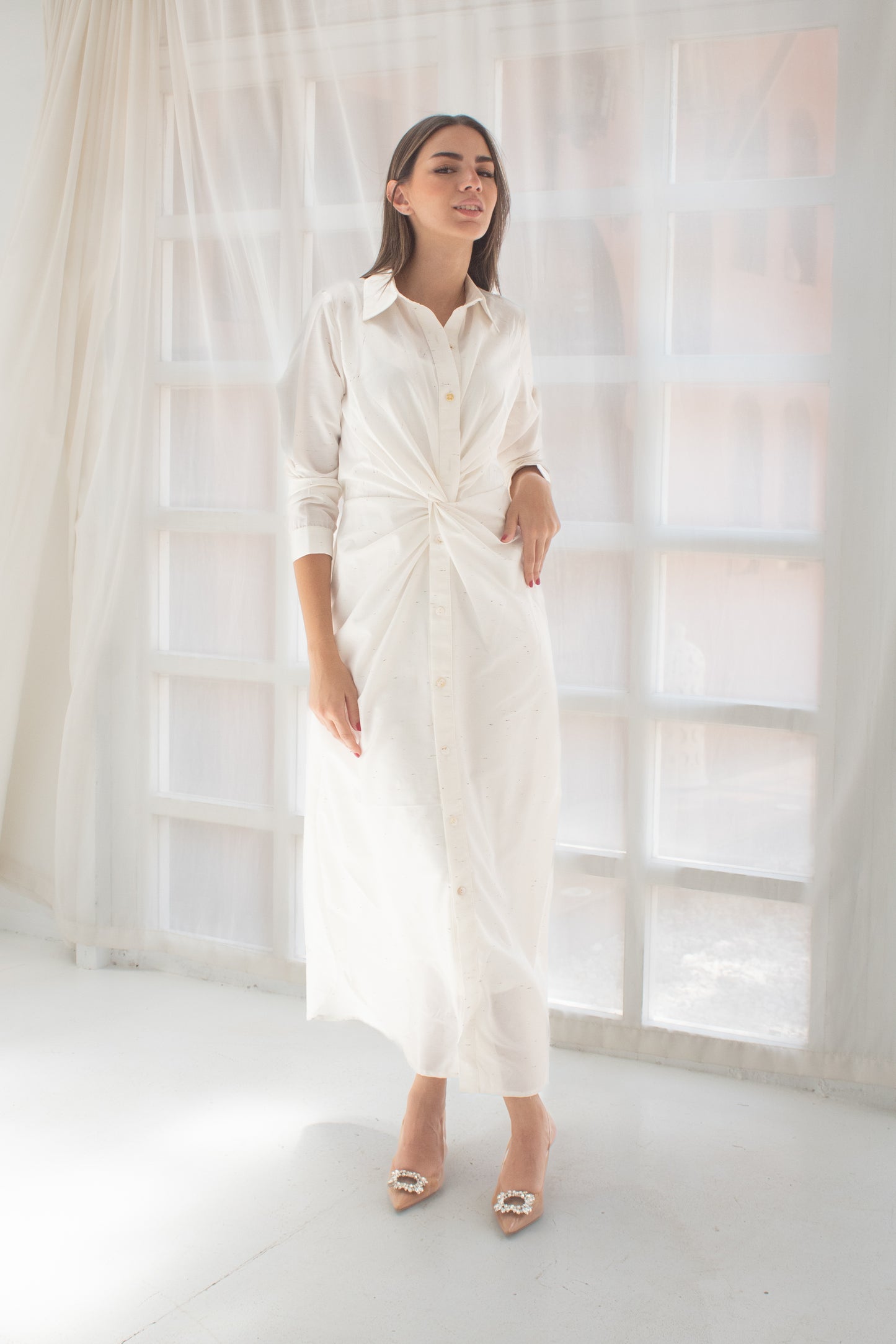 ( Soli dress) white poplin dress
