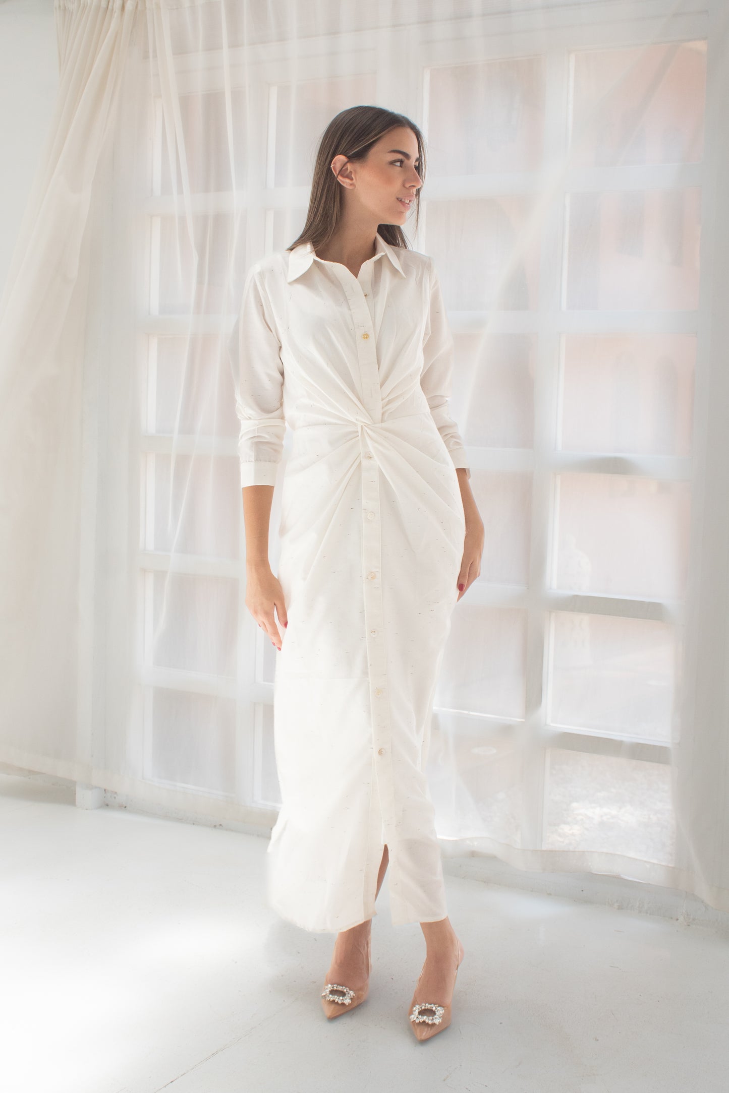 ( Soli dress) white poplin dress