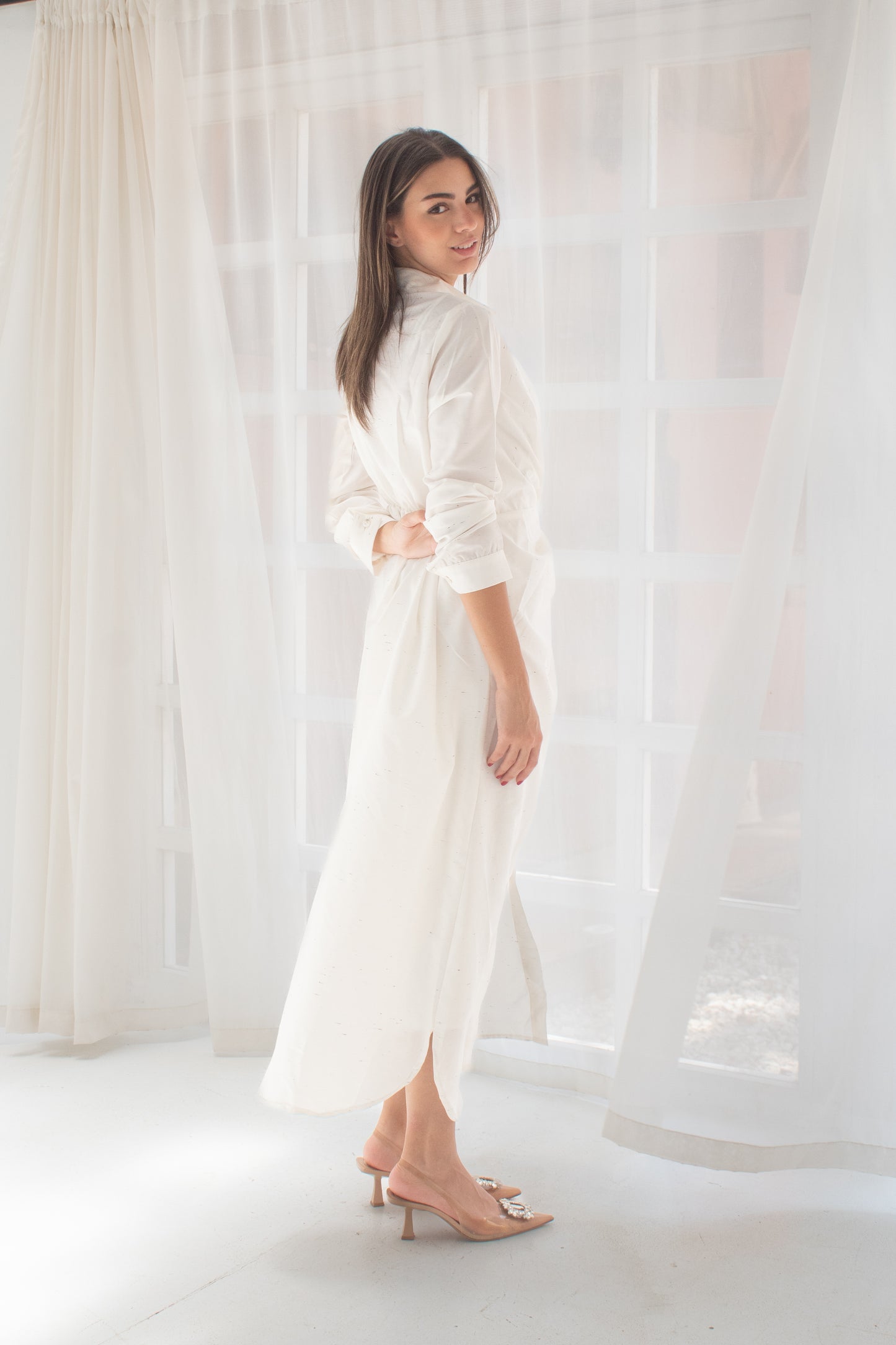 ( Soli dress) white poplin dress