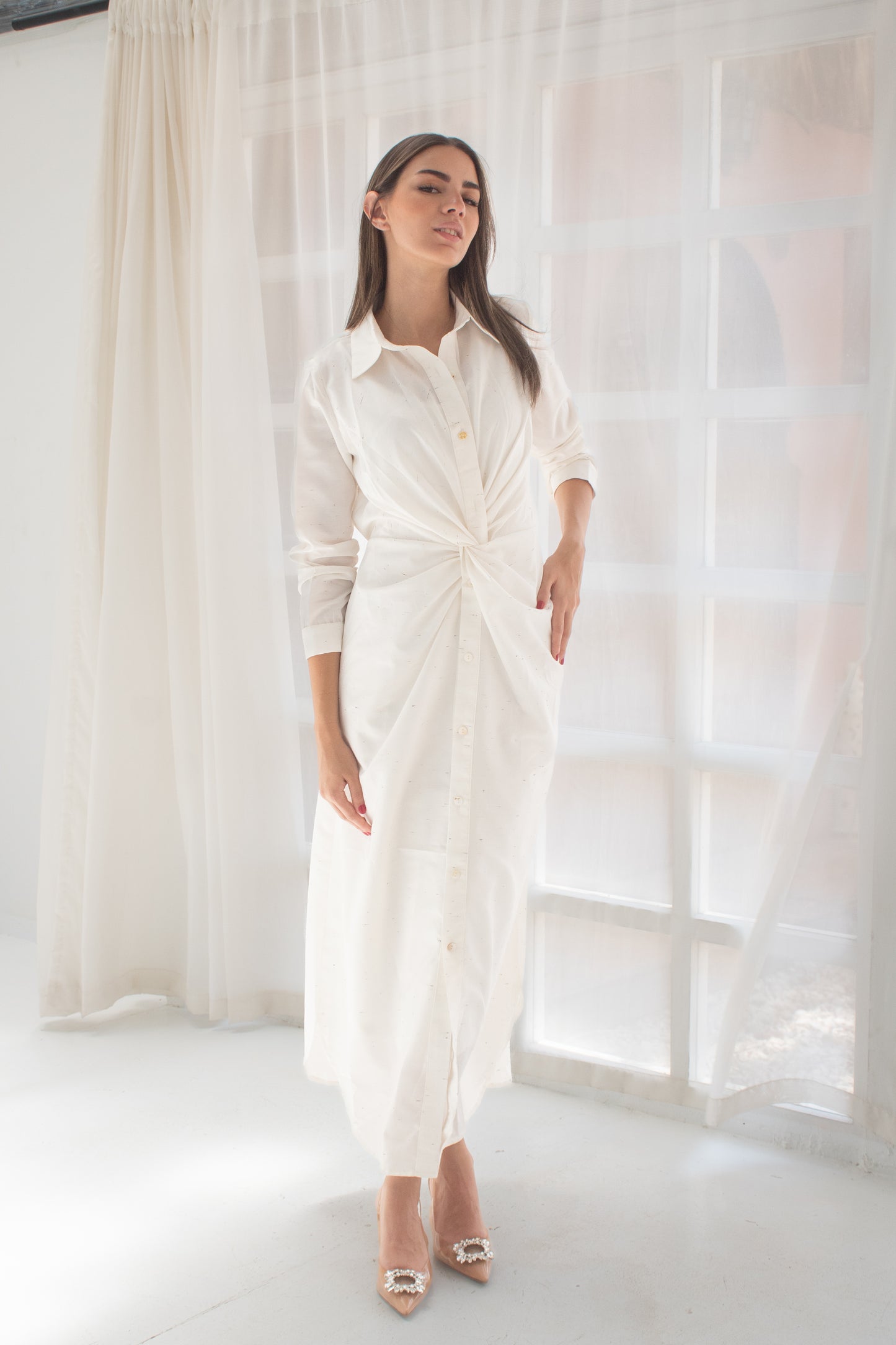 ( Soli dress) white poplin dress