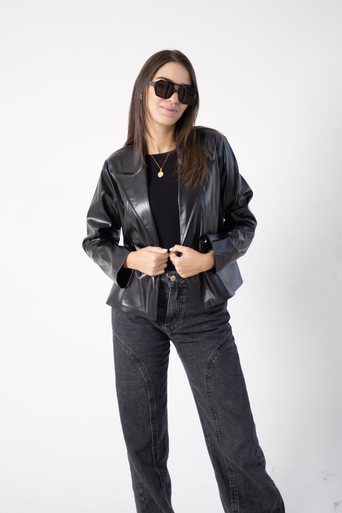 Black leather jacket