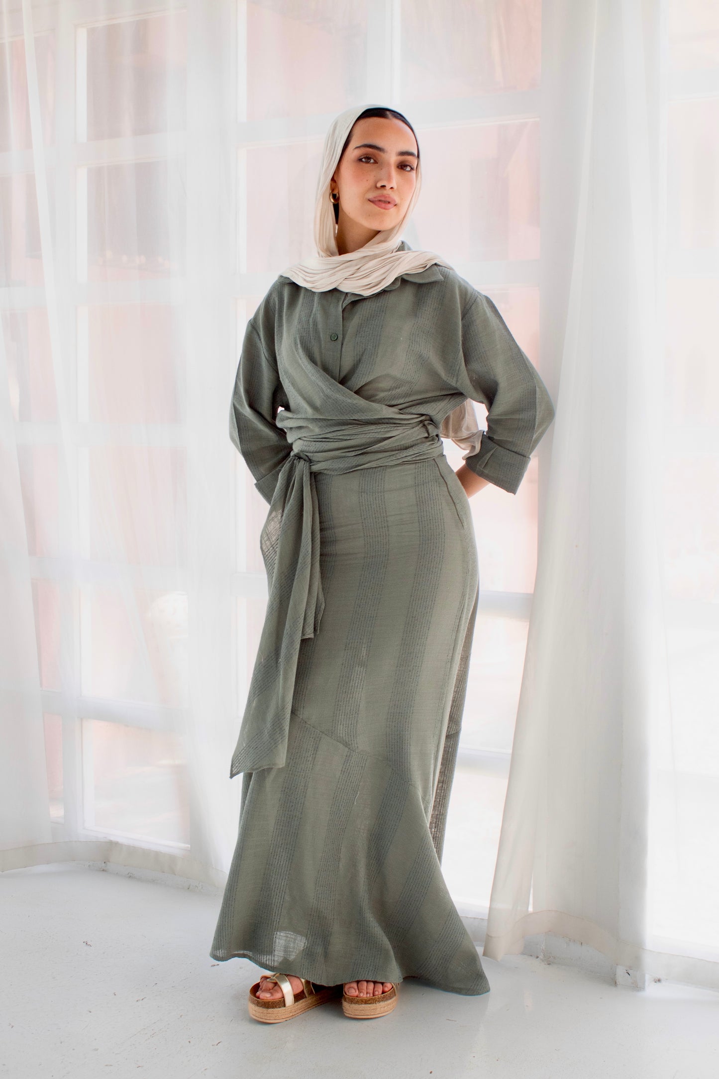 Mint green linen set