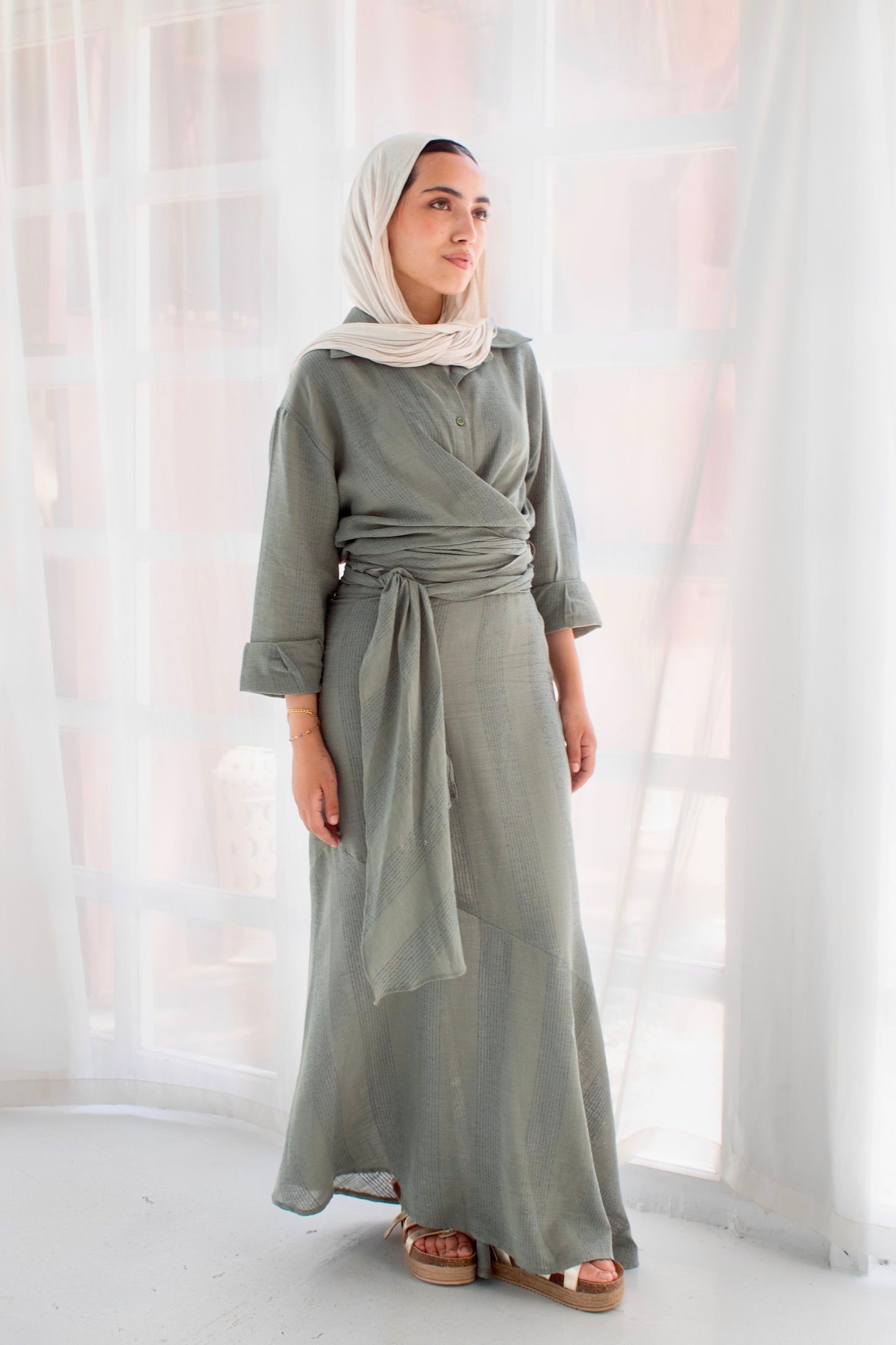 Mint green linen set
