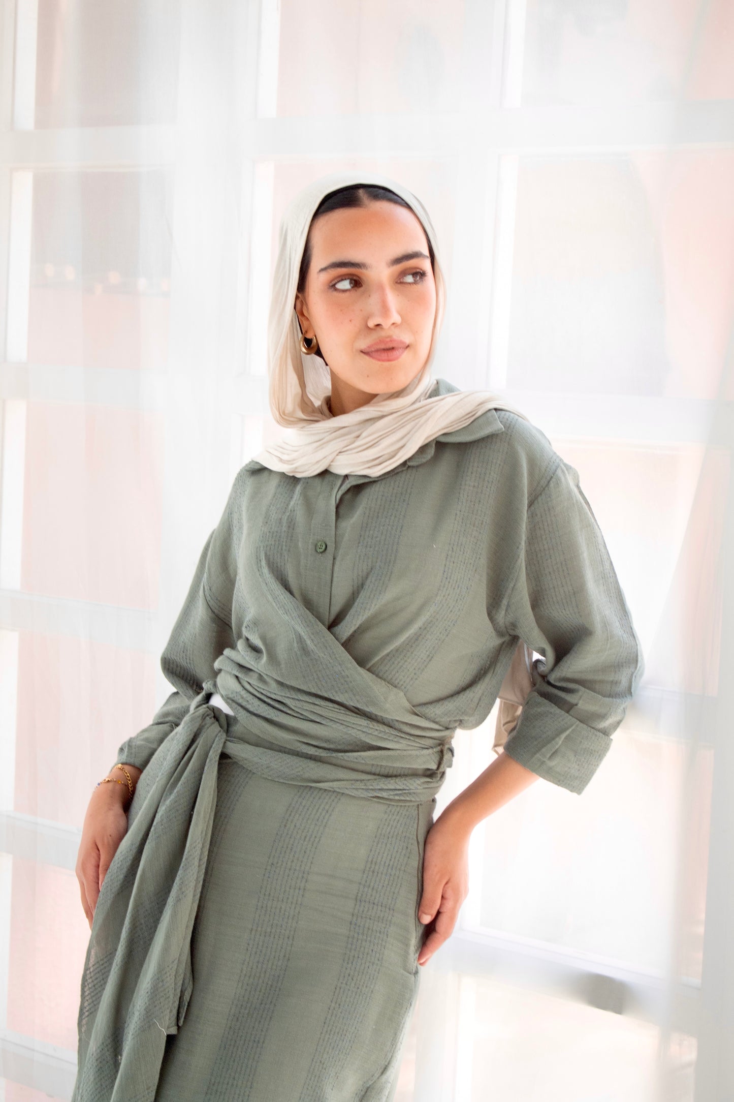 Mint green linen set