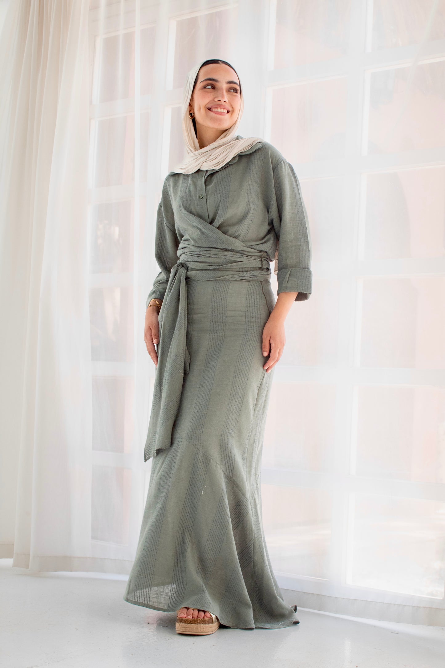 Mint green linen set