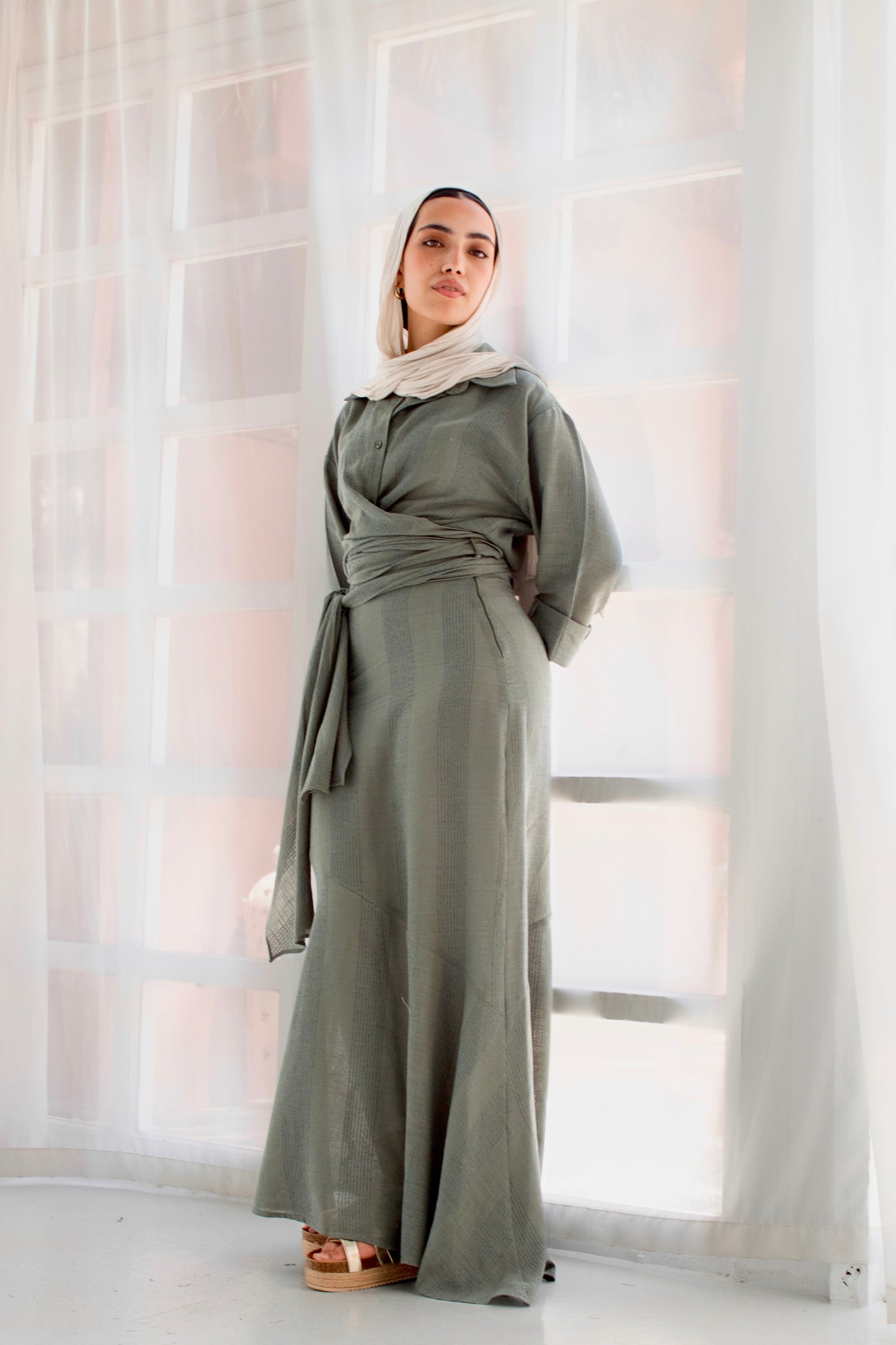 Mint green linen set