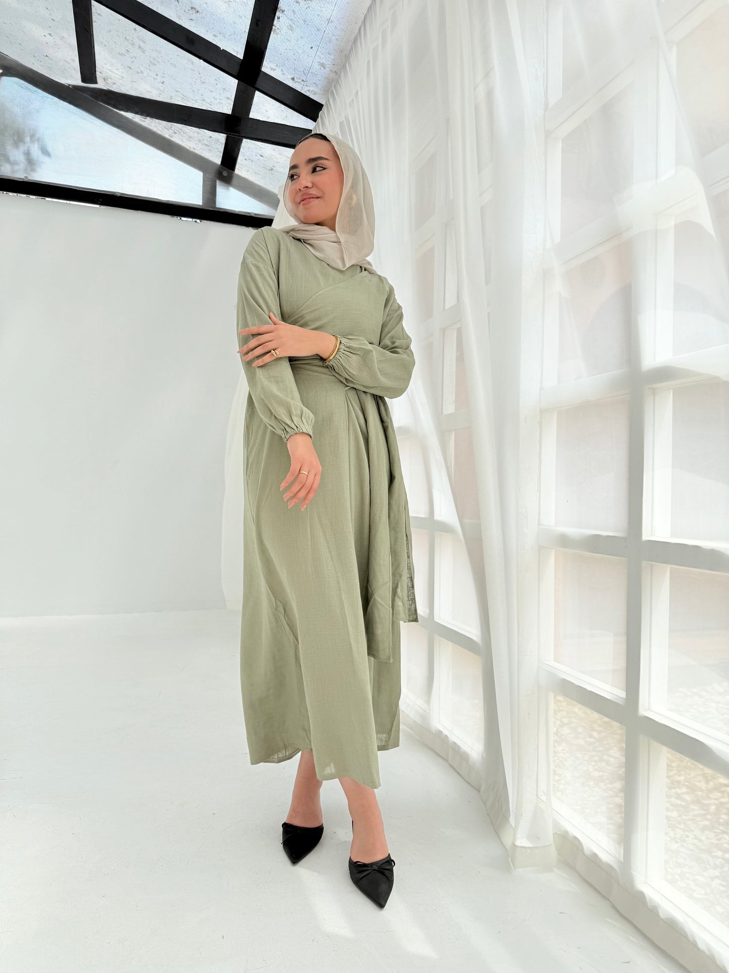 Greece mint green linen dress