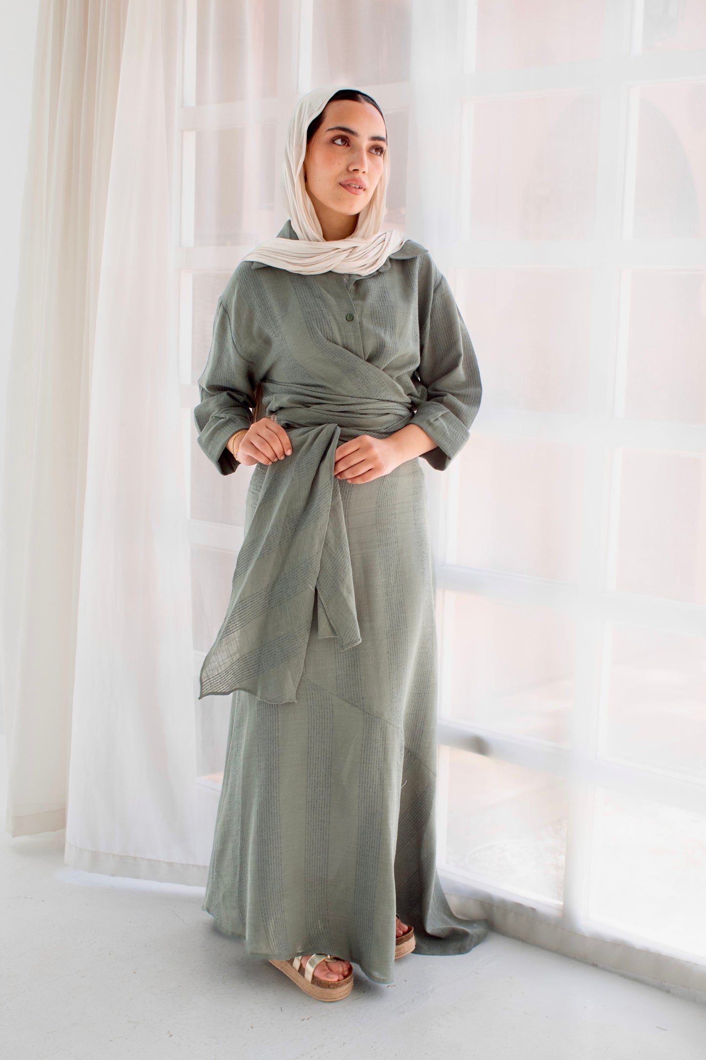 Mint green linen set