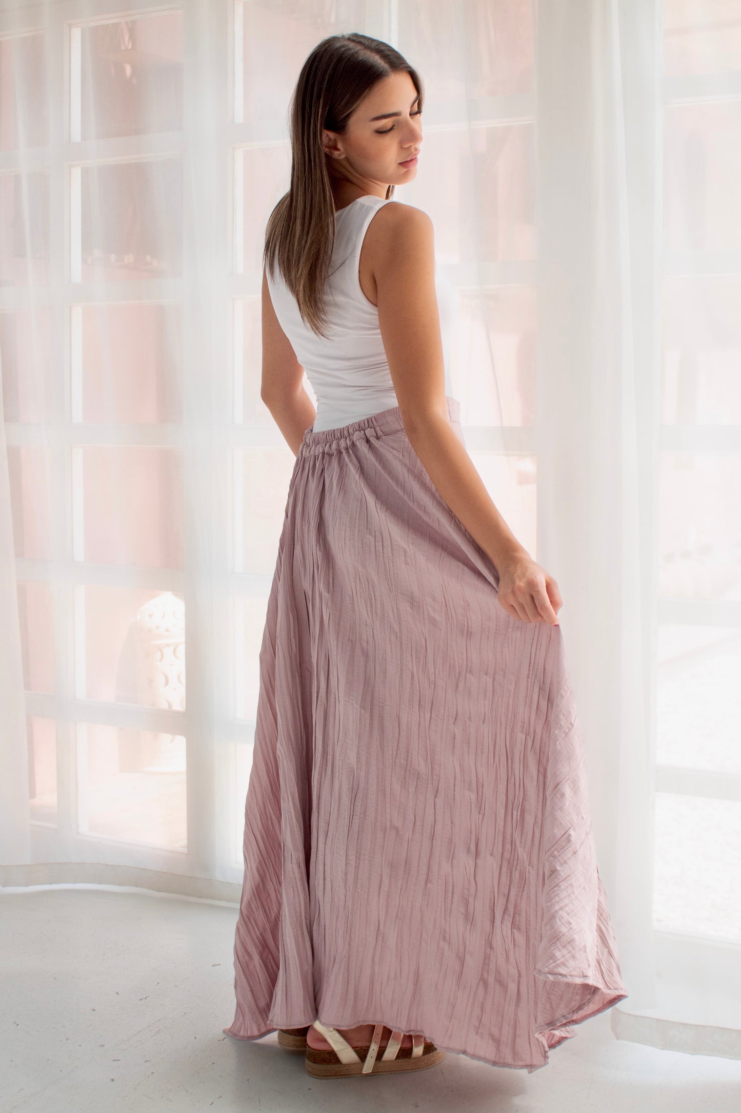 Crushed skirt in shimmered Kashmir