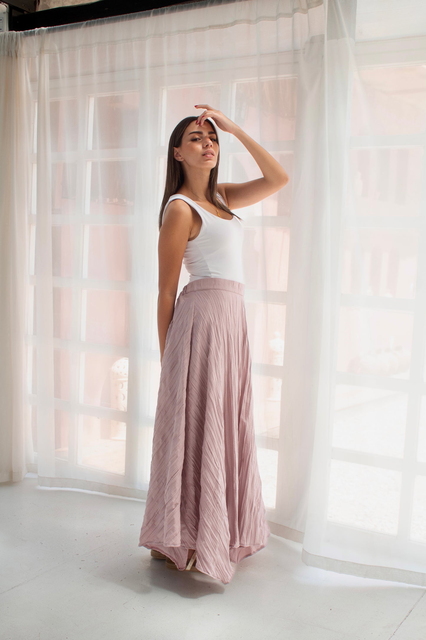 Crushed skirt in shimmered Kashmir