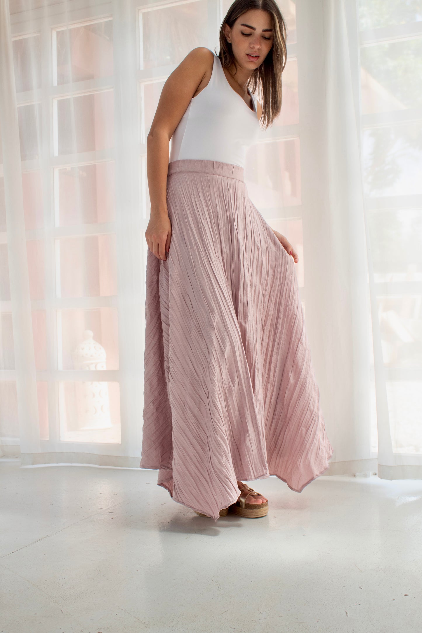 Crushed skirt in shimmered Kashmir
