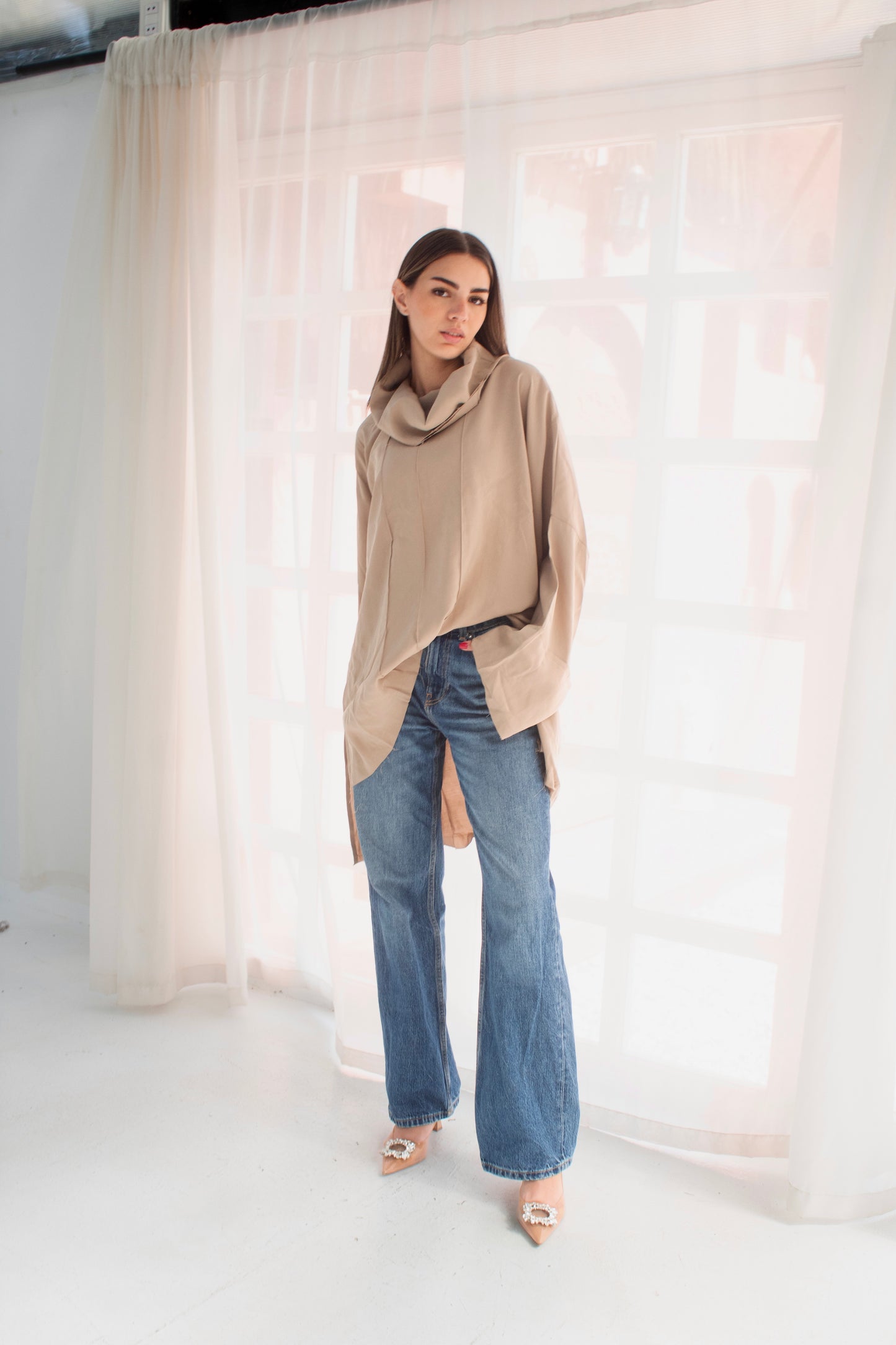 Coffee unfinished boho blouse