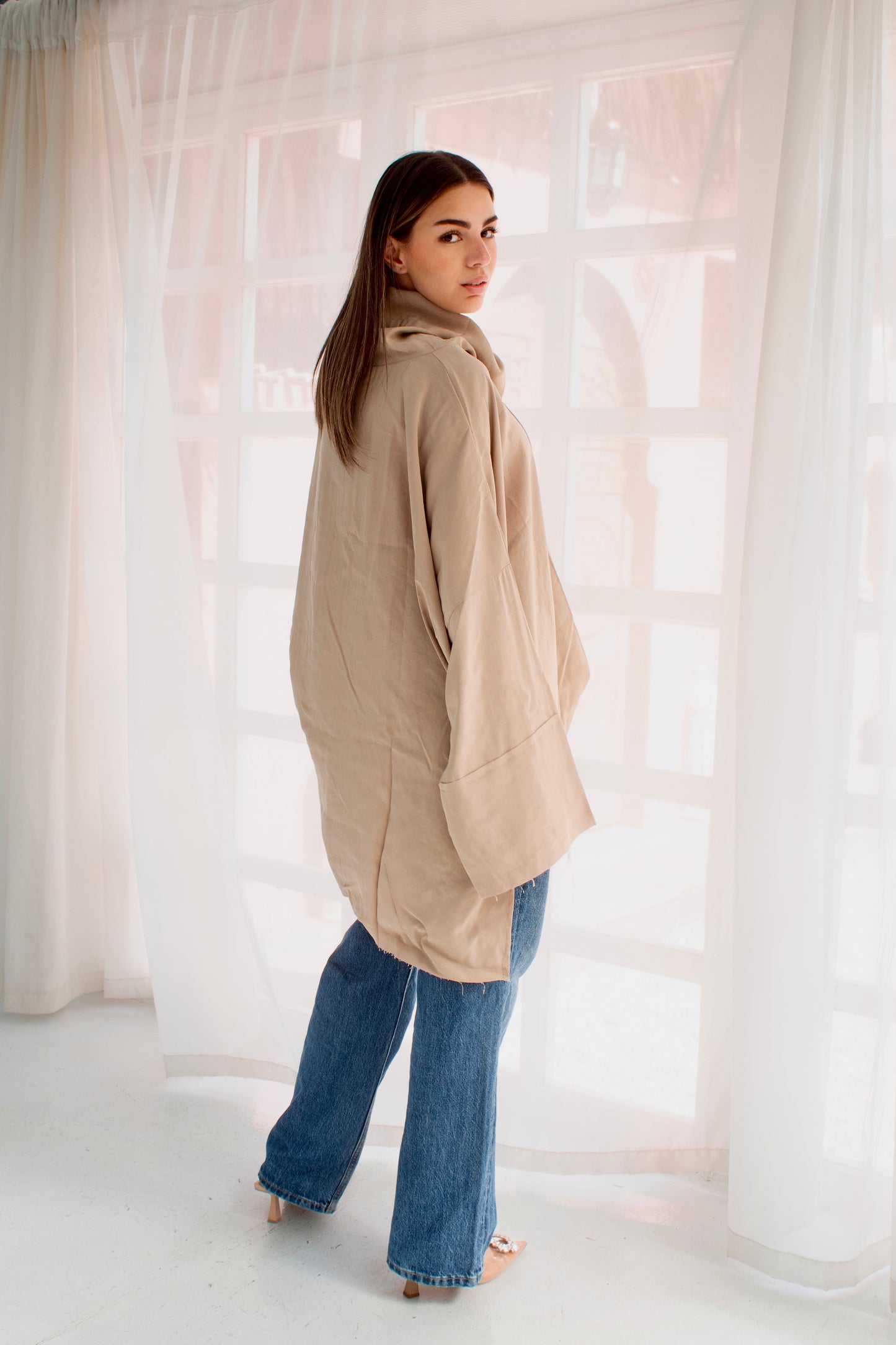 Coffee unfinished boho blouse