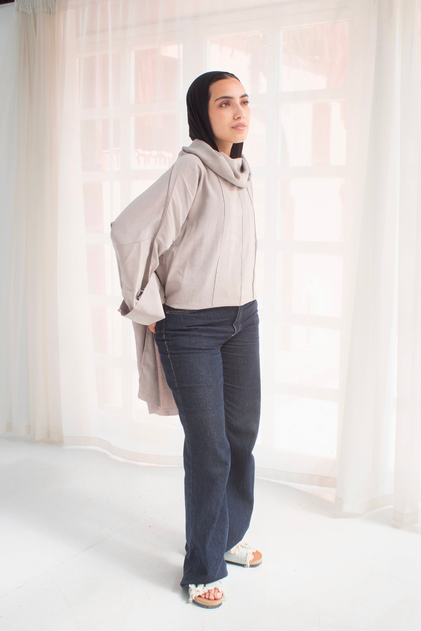 Grayish unfinished Boho blouse
