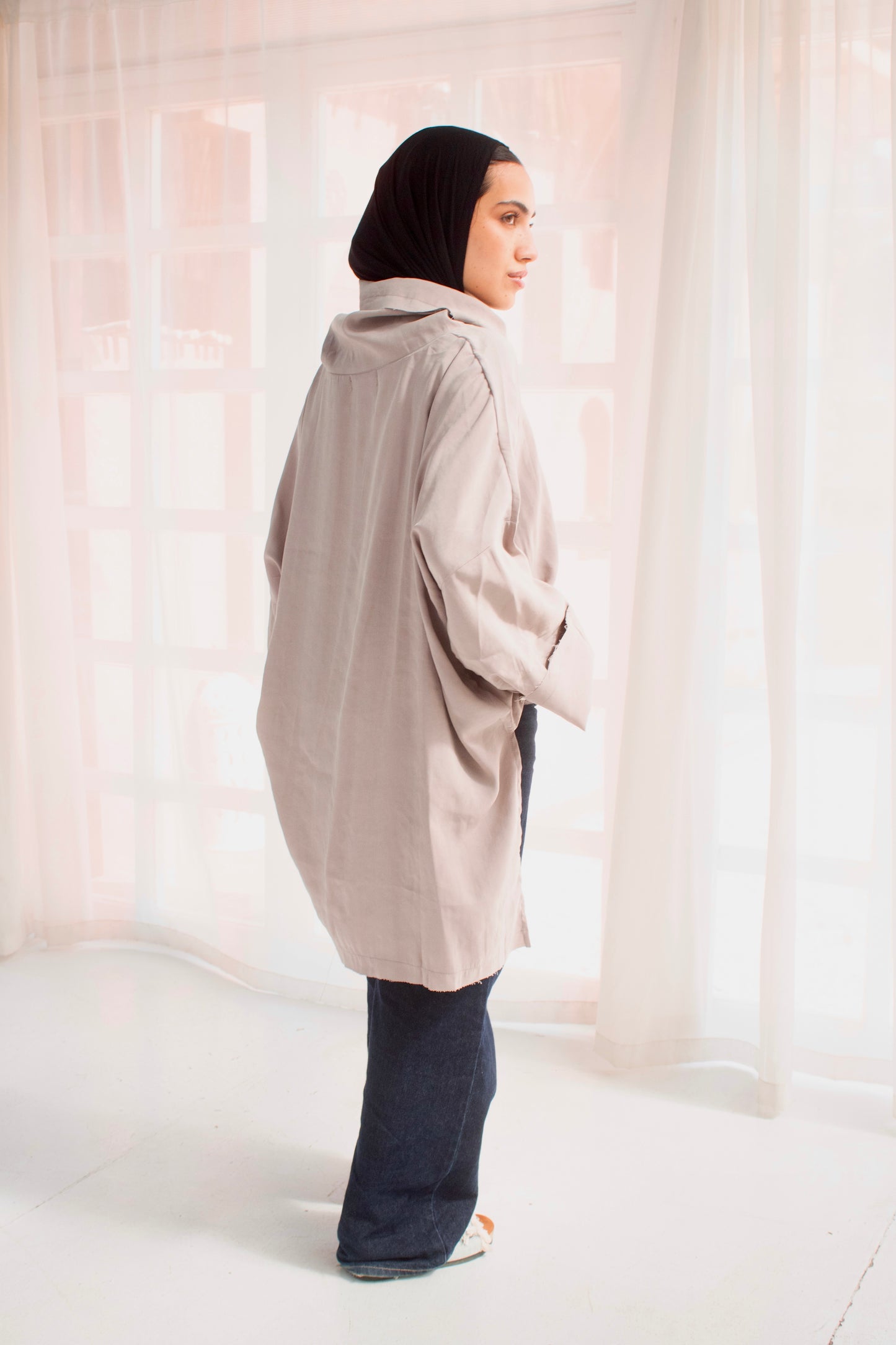 Grayish unfinished Boho blouse